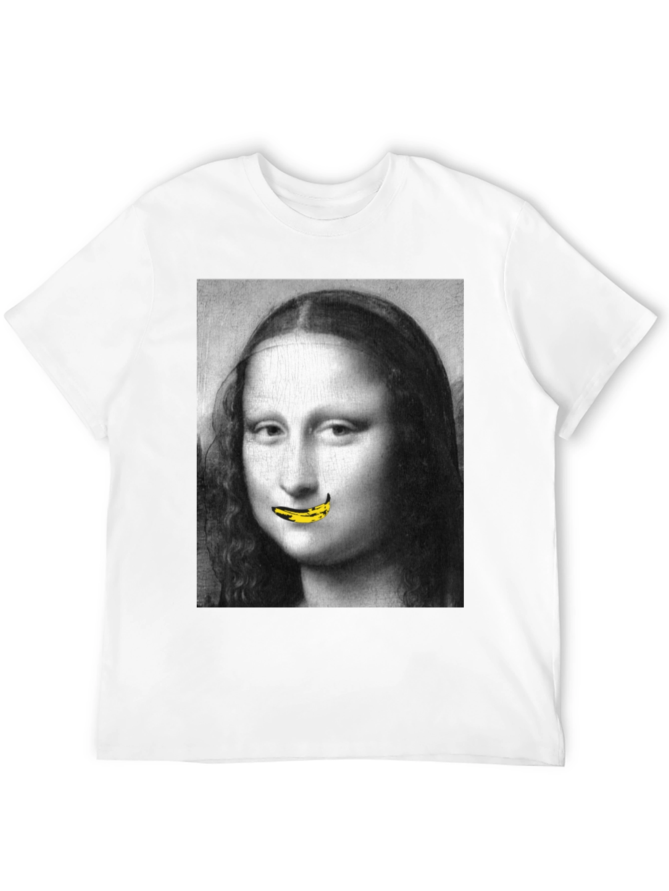 Mona Lisa Banana Mouth Black T-Shirt