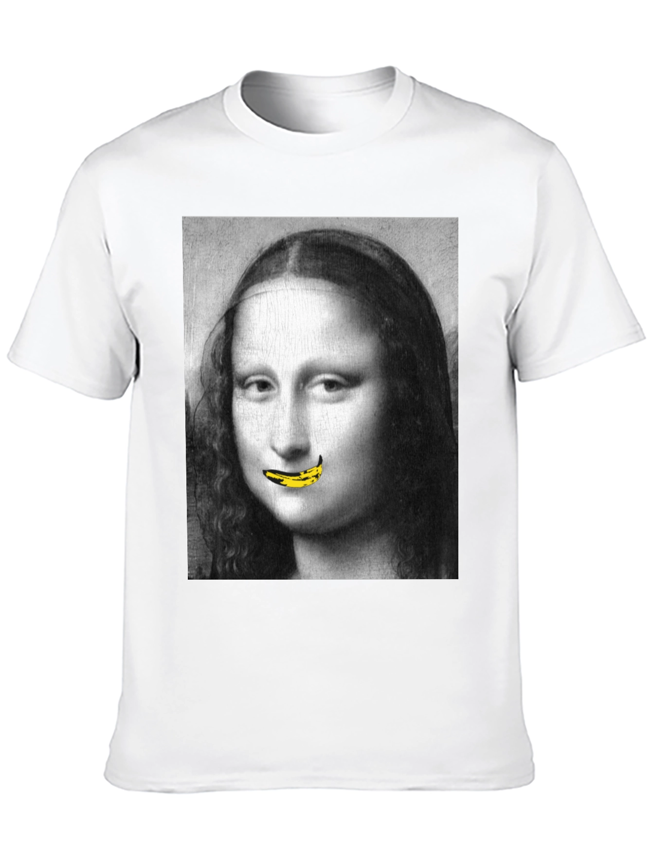 Mona Lisa Banana Mouth Black T-Shirt