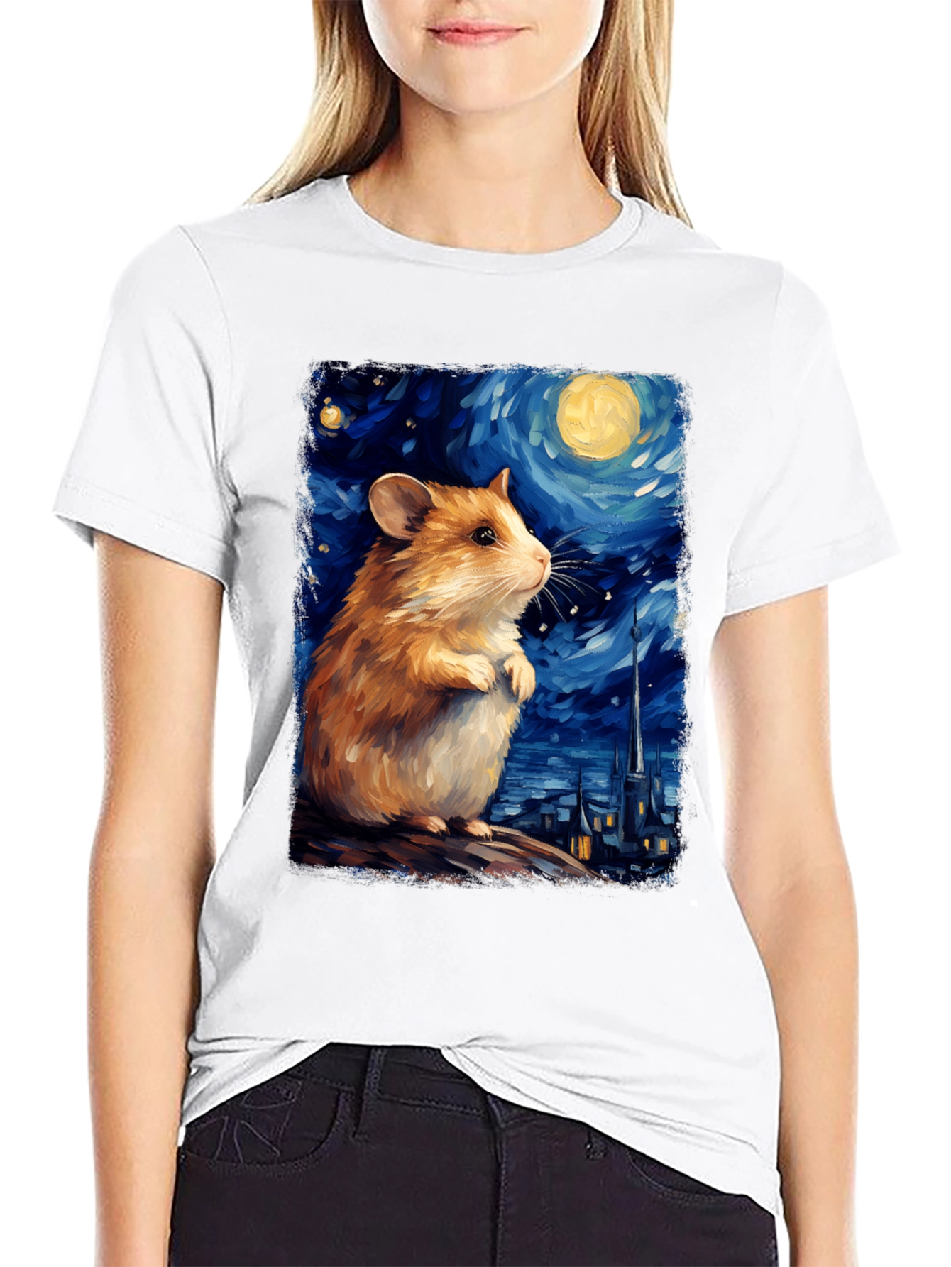 Hamster Starry Night Art T-Shirt