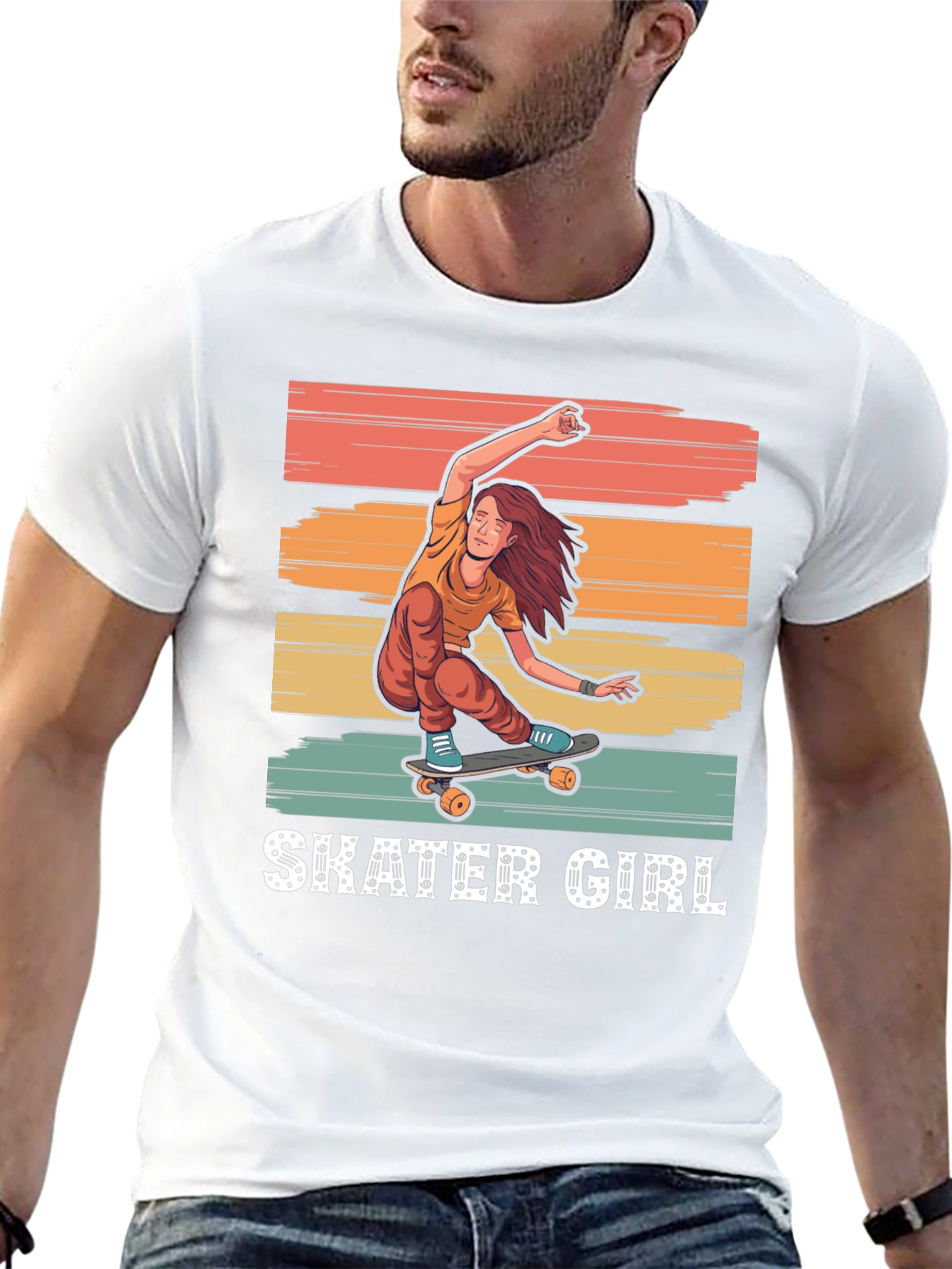 Skater Girl Graphic T-Shirt - Retro Design