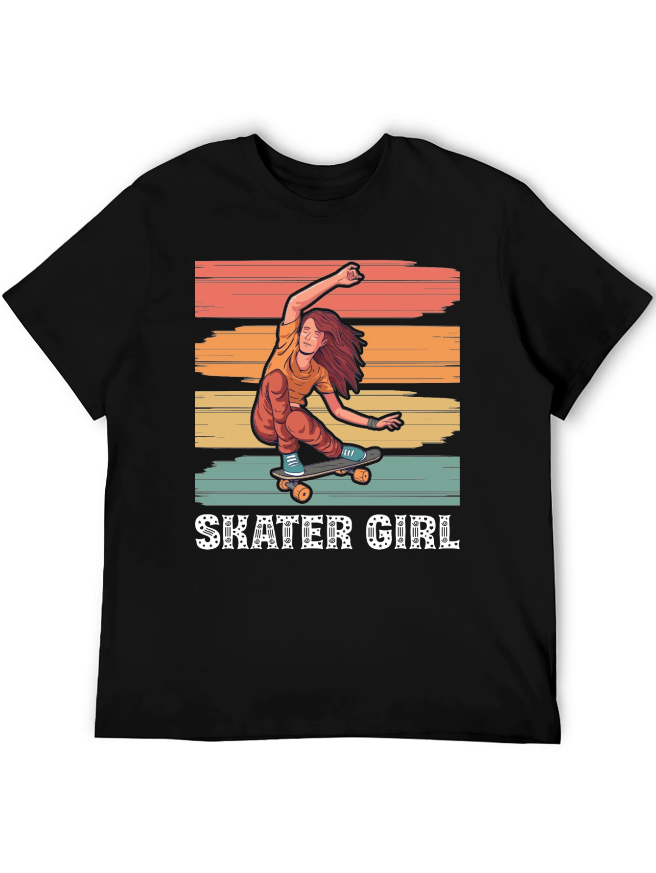 Skater Girl Graphic T-Shirt - Retro Design