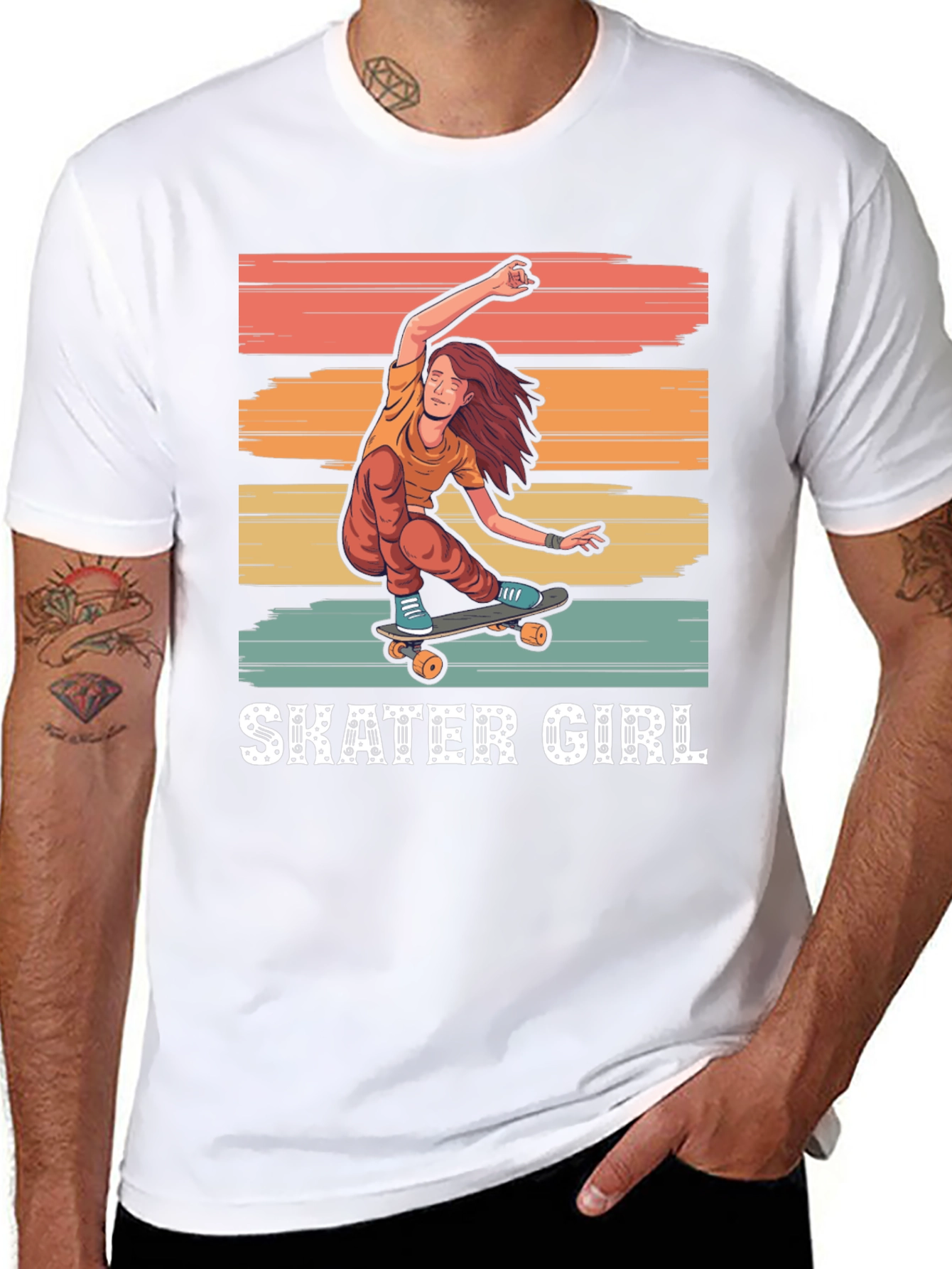Skater Girl Graphic T-Shirt - Retro Design