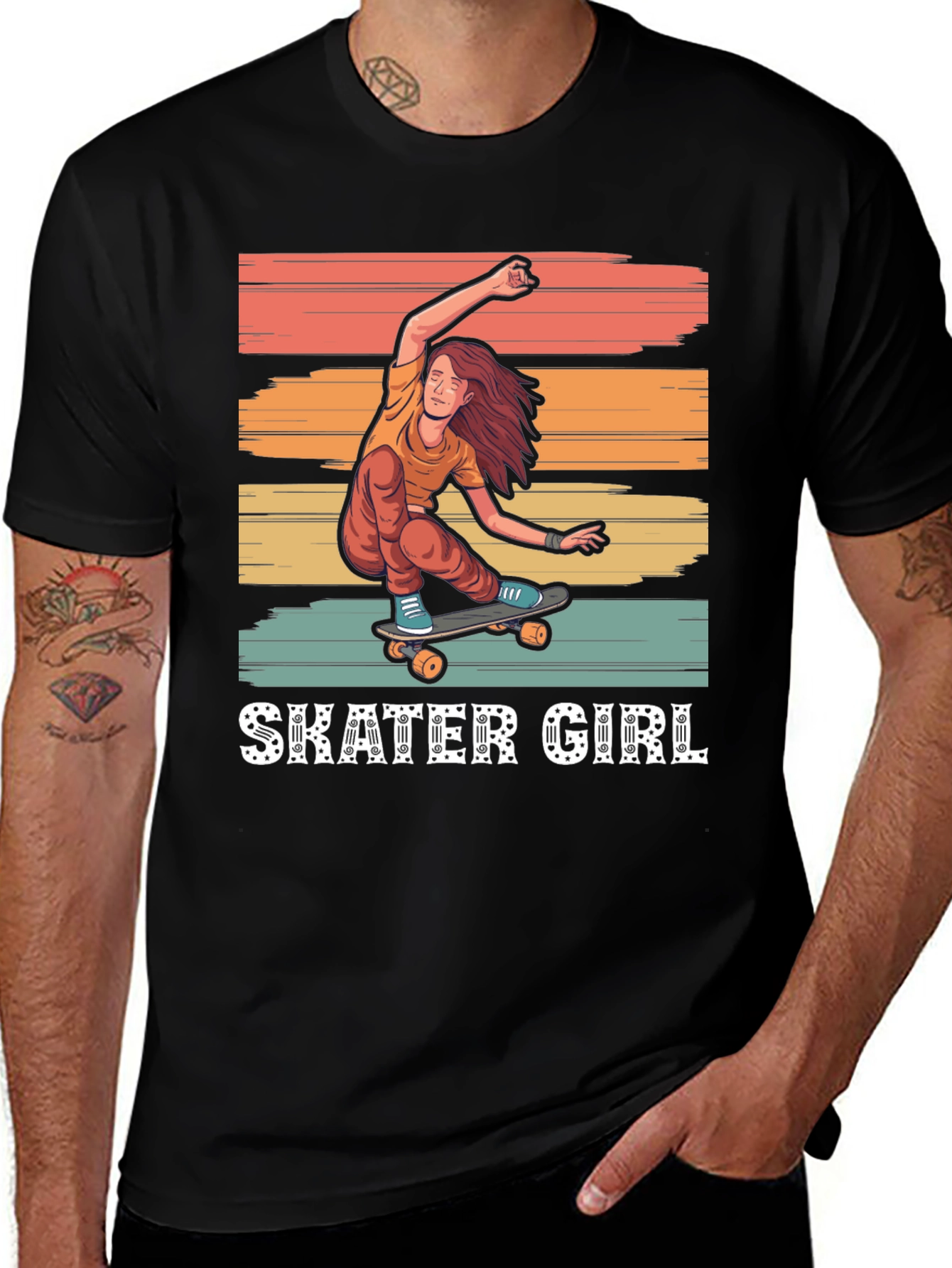Skater Girl Graphic T-Shirt - Retro Design