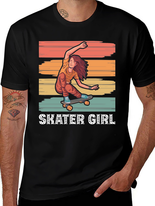 Skater Girl Graphic T-Shirt - Retro Design