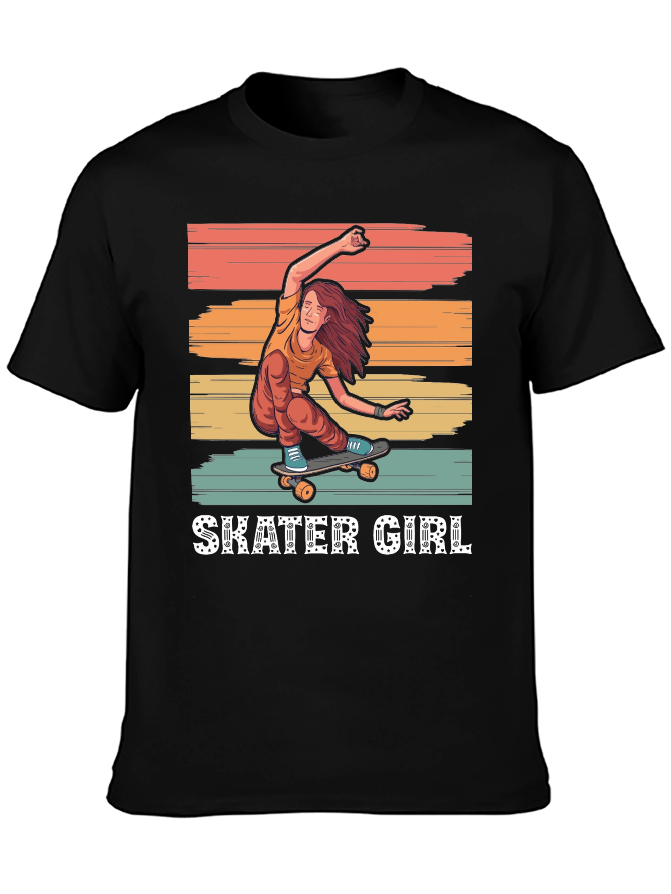 Skater Girl Graphic T-Shirt - Retro Design