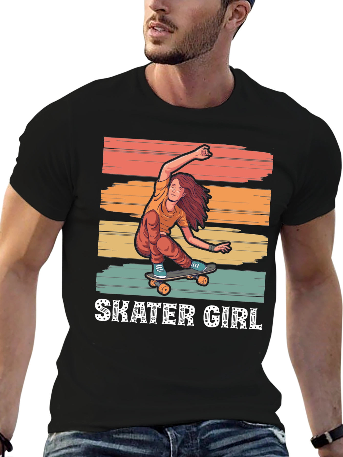 Skater Girl Graphic T-Shirt - Retro Design