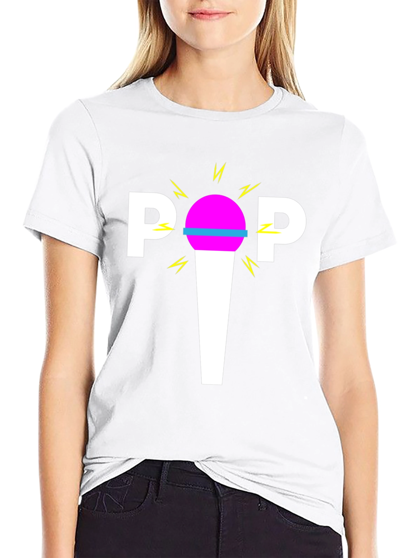 Retro POP Graphic Tee - Black Cotton Blend