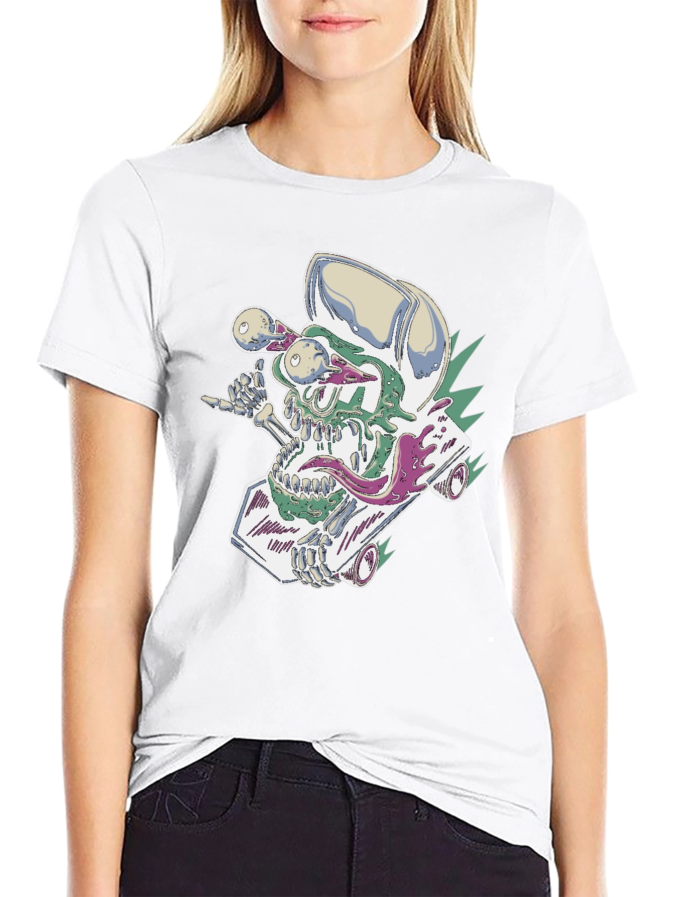 Skateboard Skull Tee - Cool Graphic Print