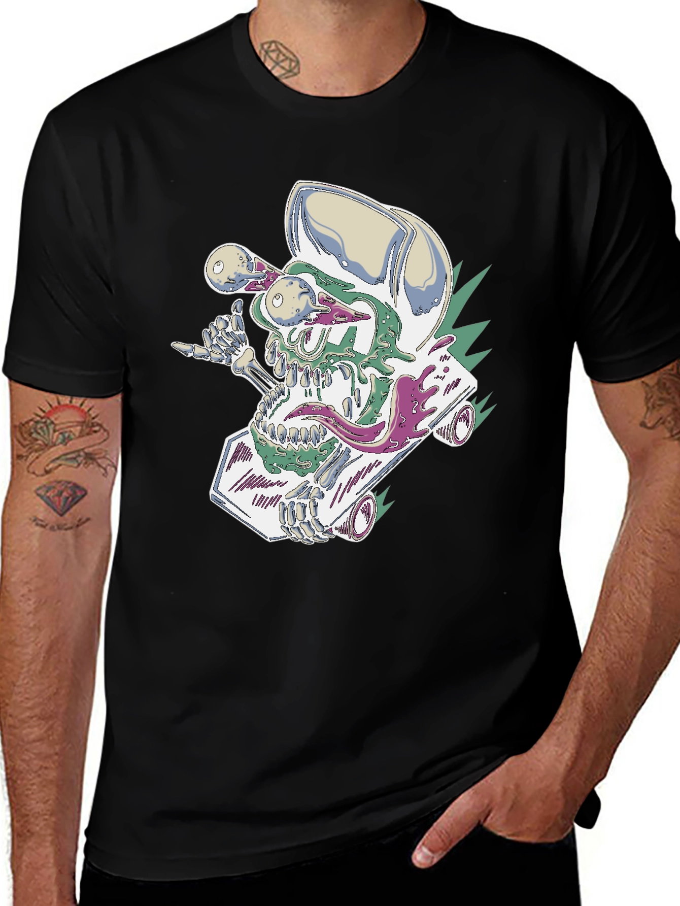 Skateboard Skull Tee - Cool Graphic Print
