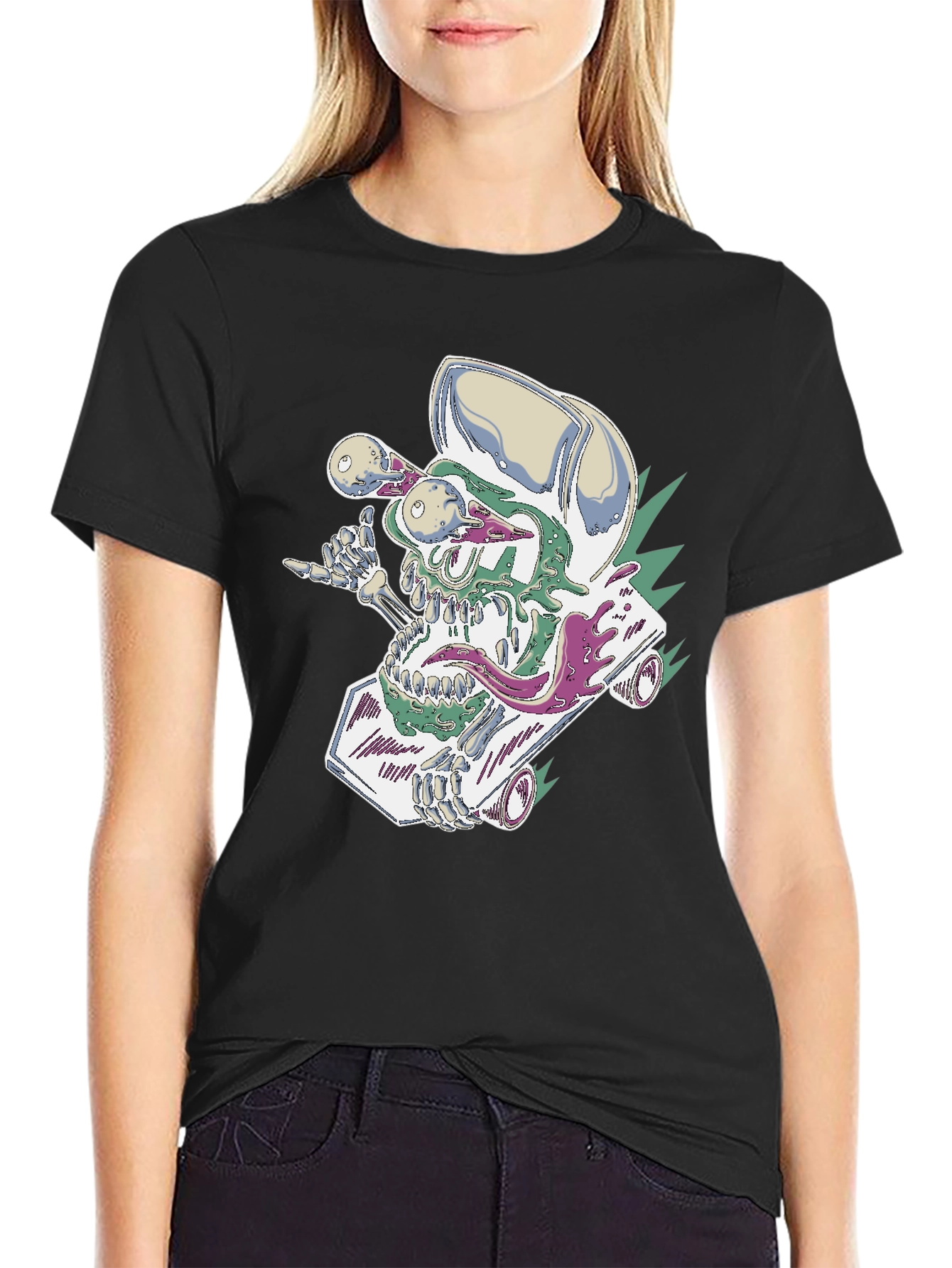 Skateboard Skull Tee - Cool Graphic Print