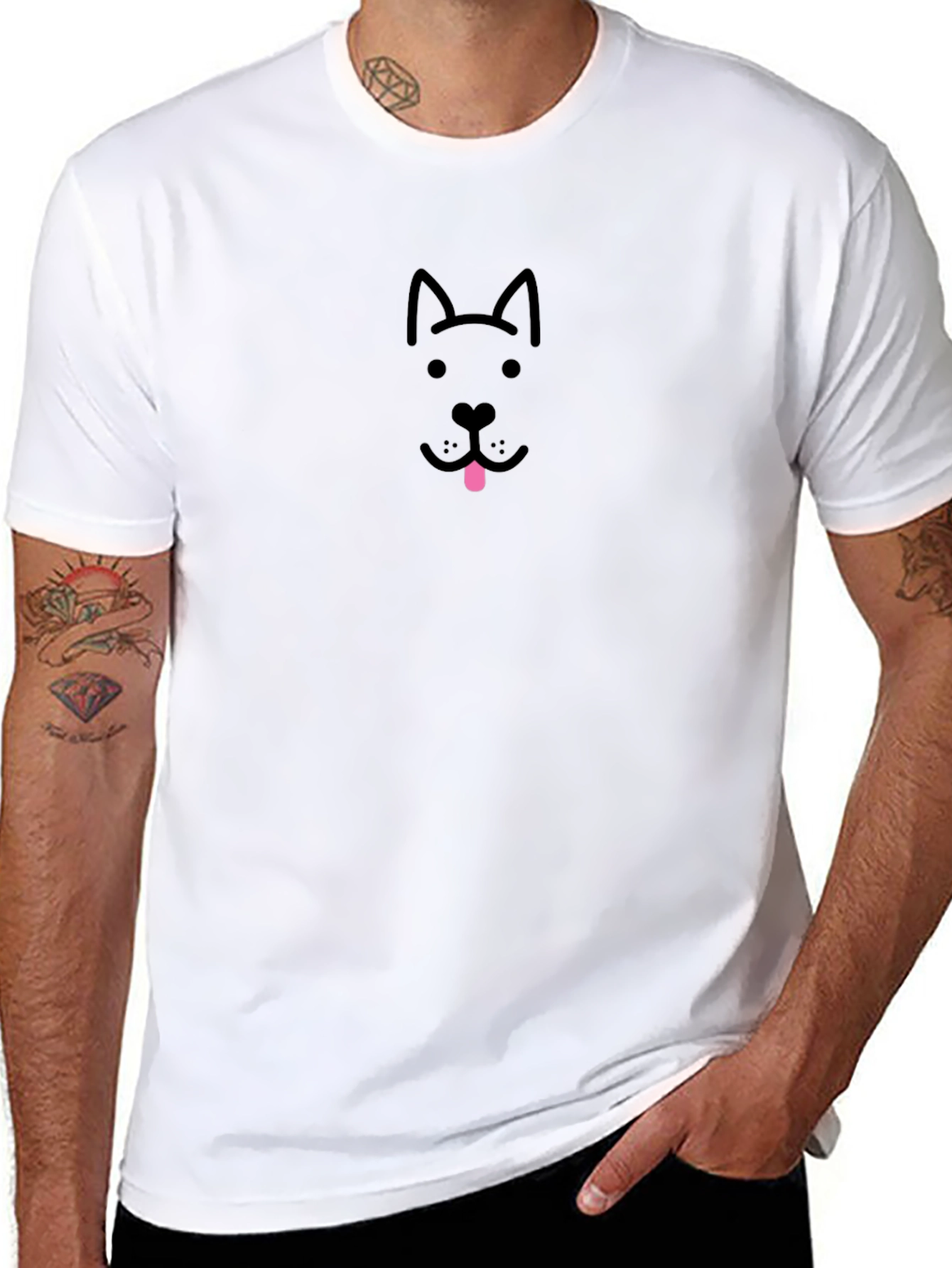 Dog Face Graphic Tee - Black