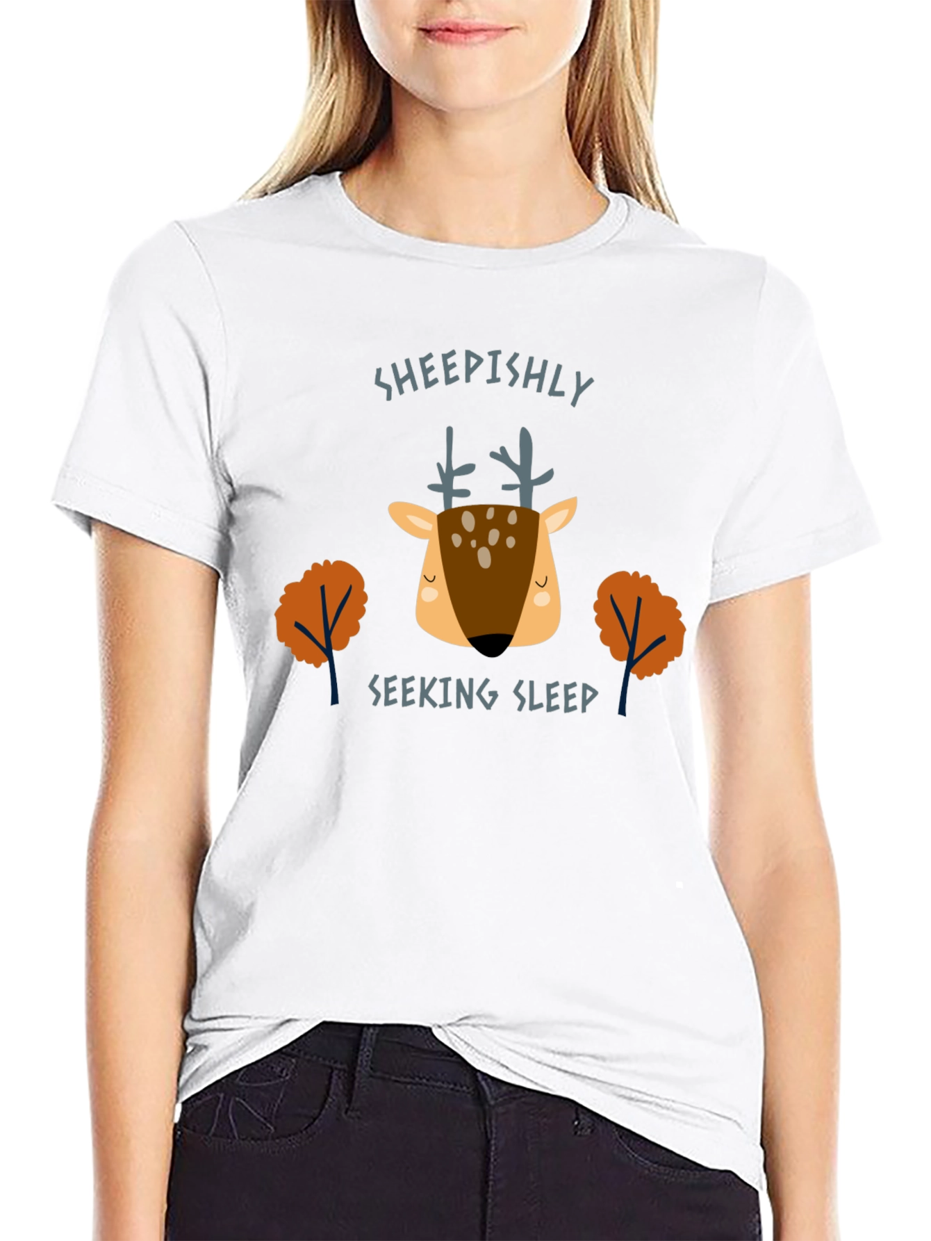 Sheepishly Seeking Sleep Deer Graphic Tee