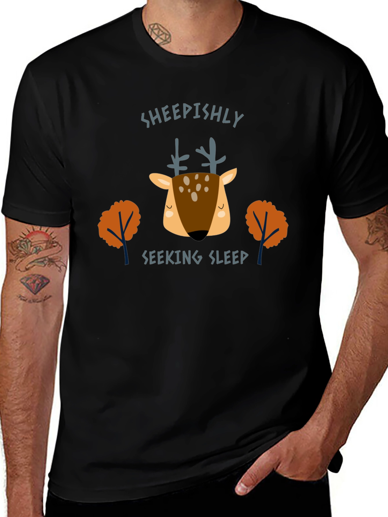 Sheepishly Seeking Sleep Deer Graphic Tee