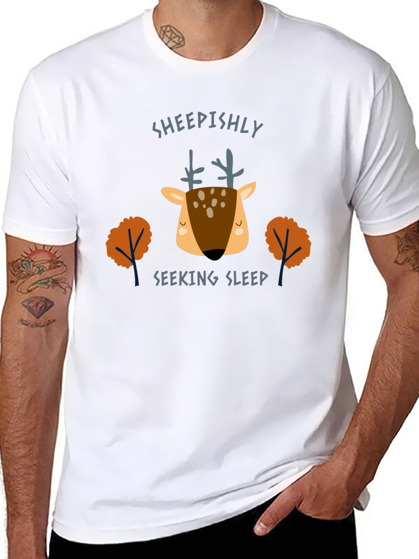 Sheepishly Seeking Sleep Deer Graphic Tee