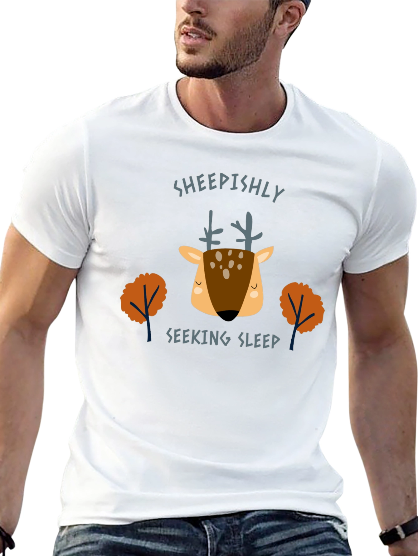 Sheepishly Seeking Sleep Deer Graphic Tee
