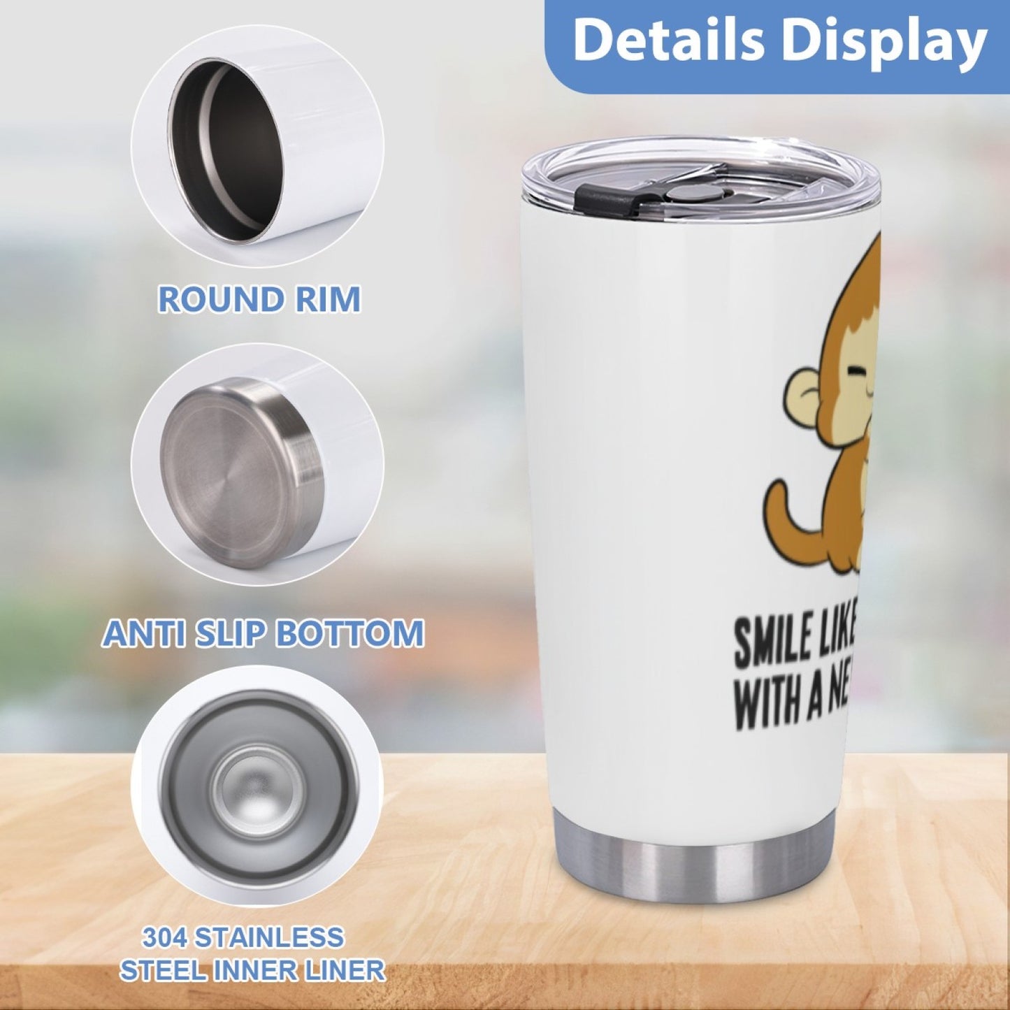 Insulated Beverage Tumbler - Stainless Steel Graphic Design Travel Cup
