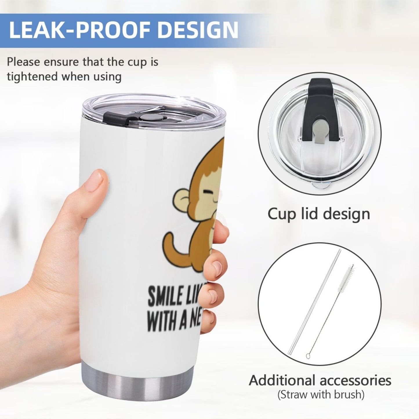 Insulated Beverage Tumbler - Stainless Steel Graphic Design Travel Cup