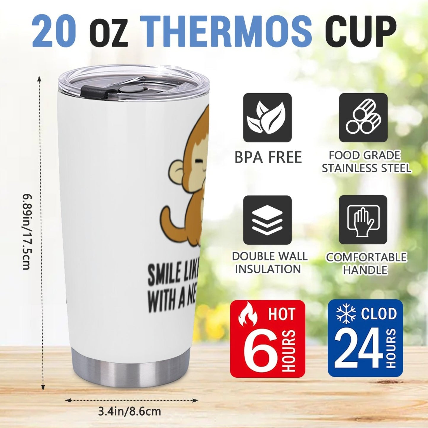 Insulated Beverage Tumbler - Stainless Steel Graphic Design Travel Cup