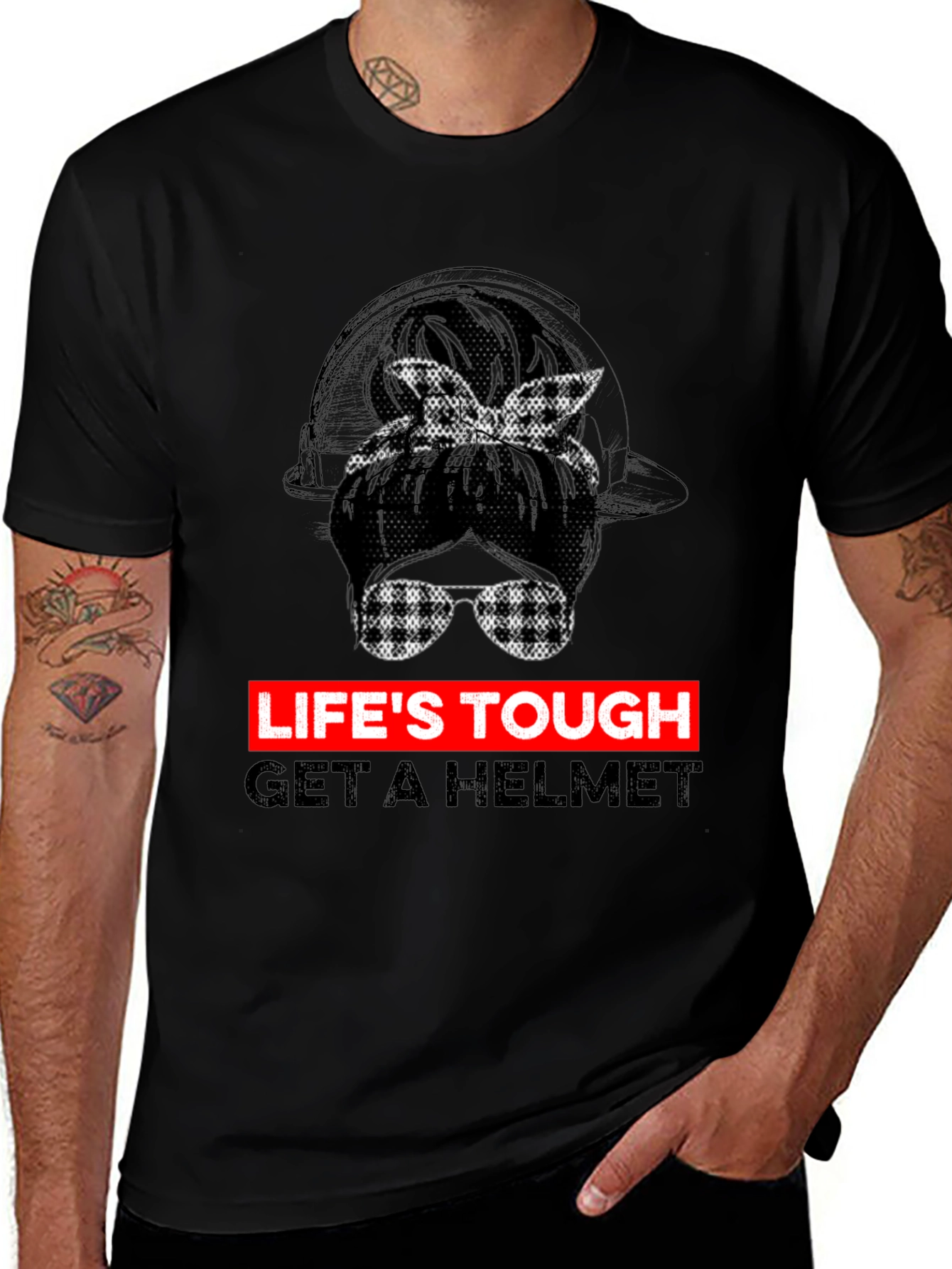 Lifes Tough Get A Helmet Graphic Tee