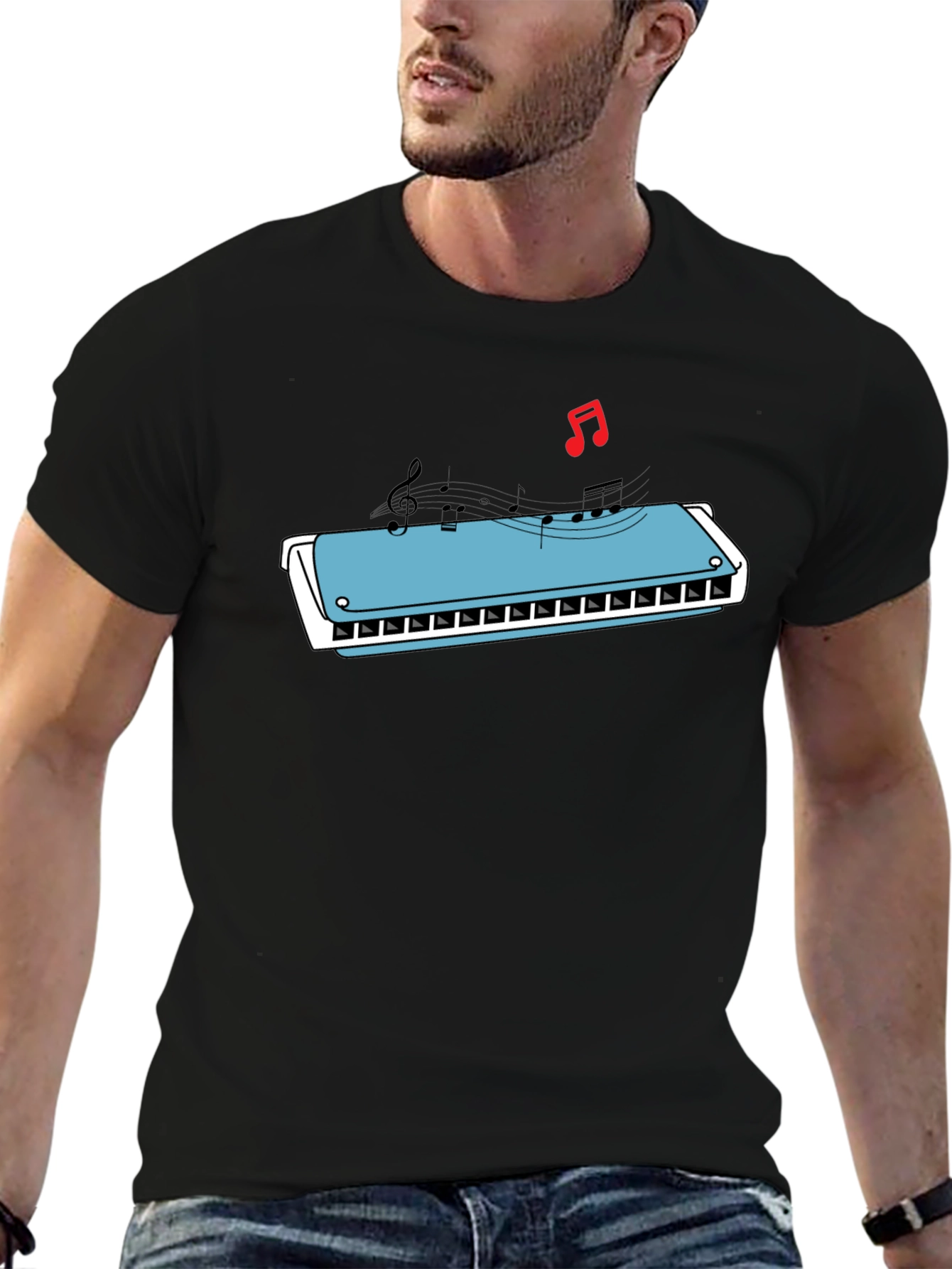 Harmonica Music T-Shirt - Cool Graphic Tee