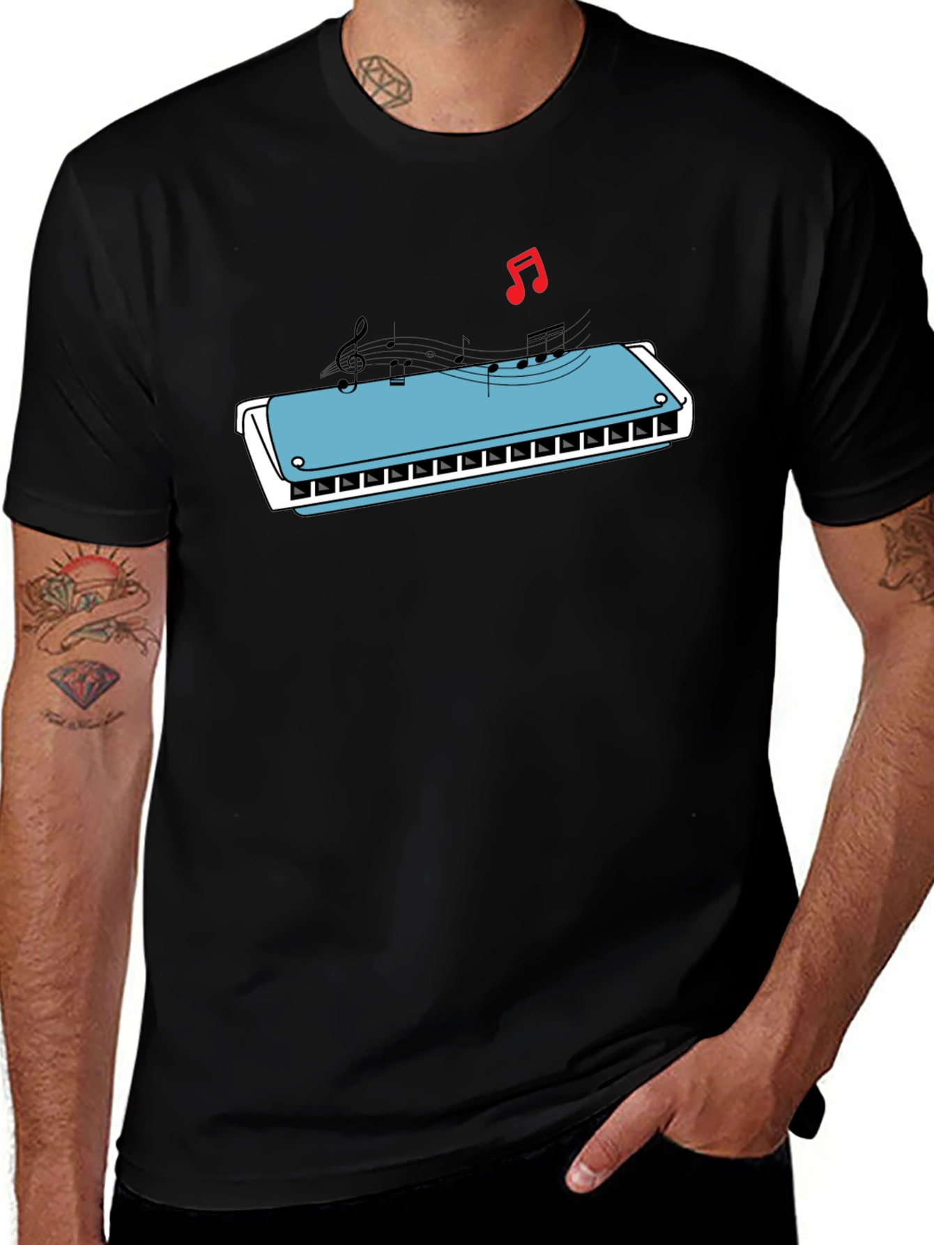 Harmonica Music T-Shirt - Cool Graphic Tee