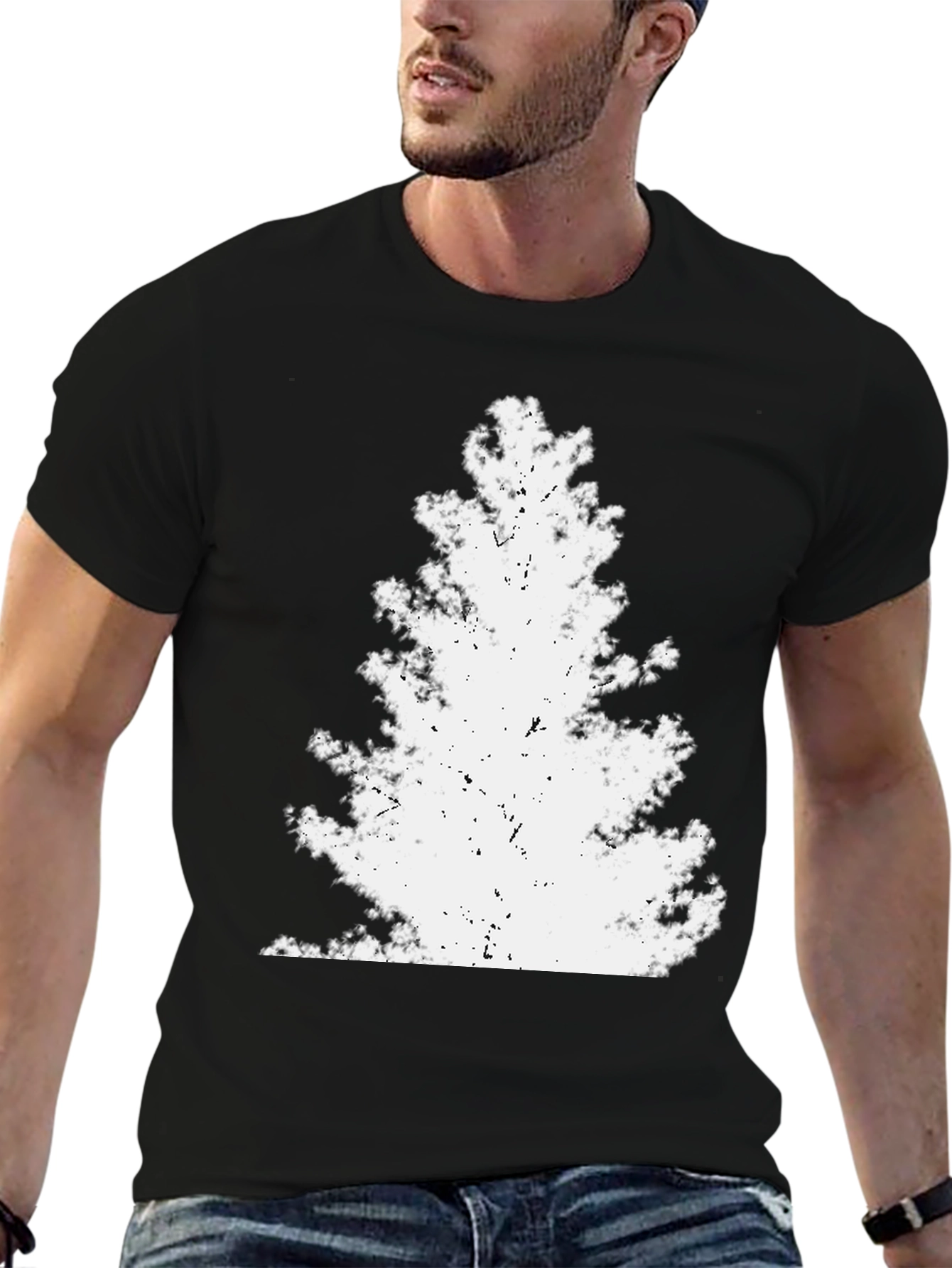 Grunge Tree Graphic Tee - Black