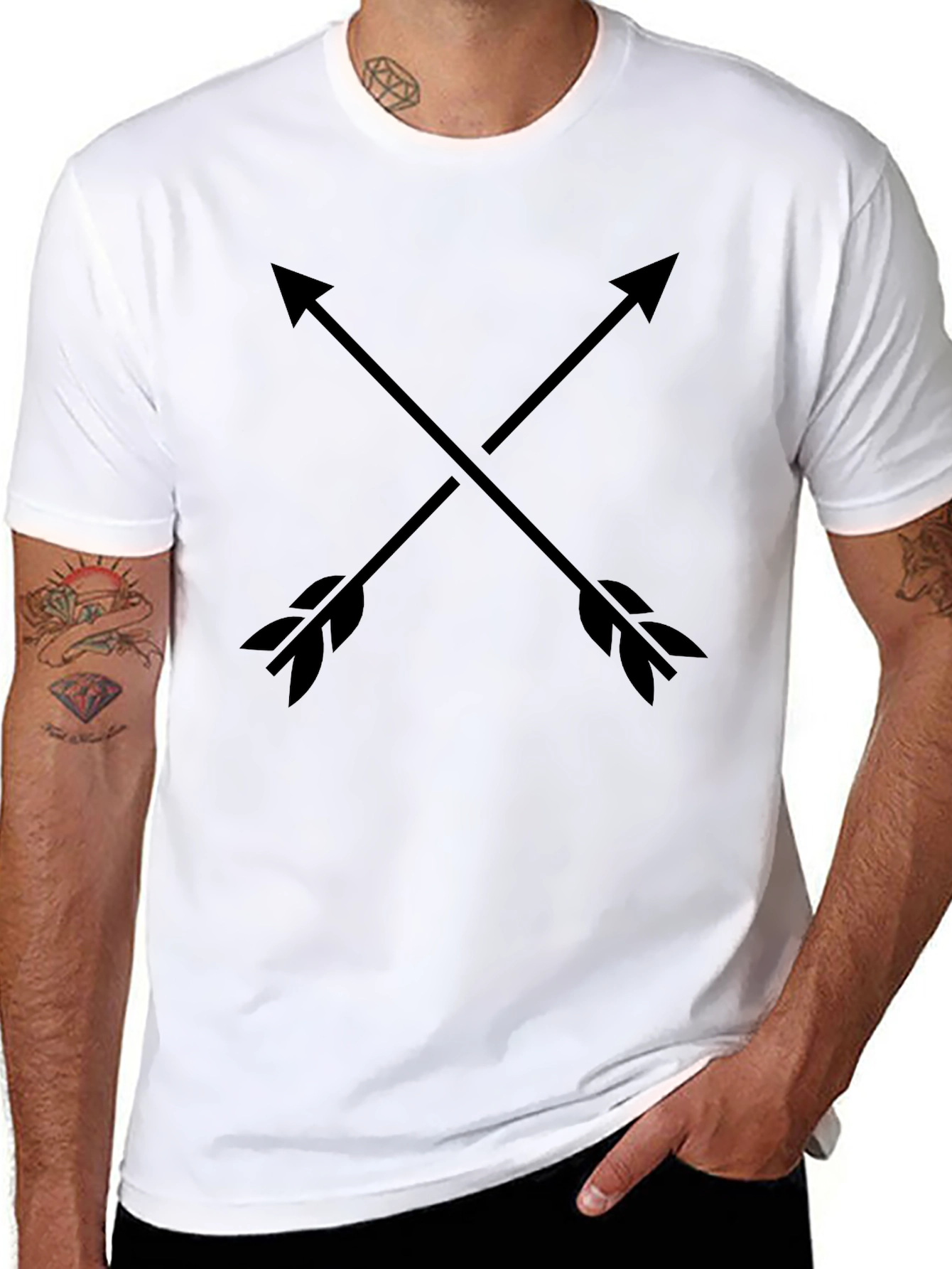 Crossed Arrows Black Graphic Tee - Casual Style