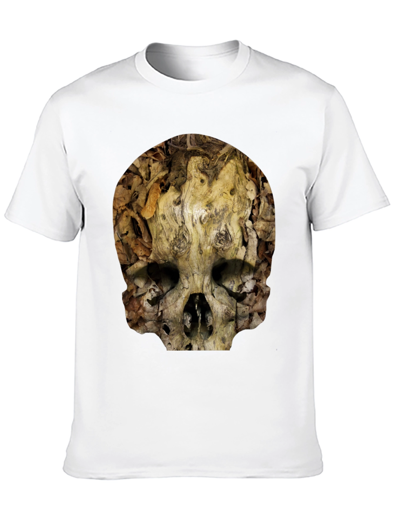 Nature Skull T-Shirt - Unique Wood Grain Design