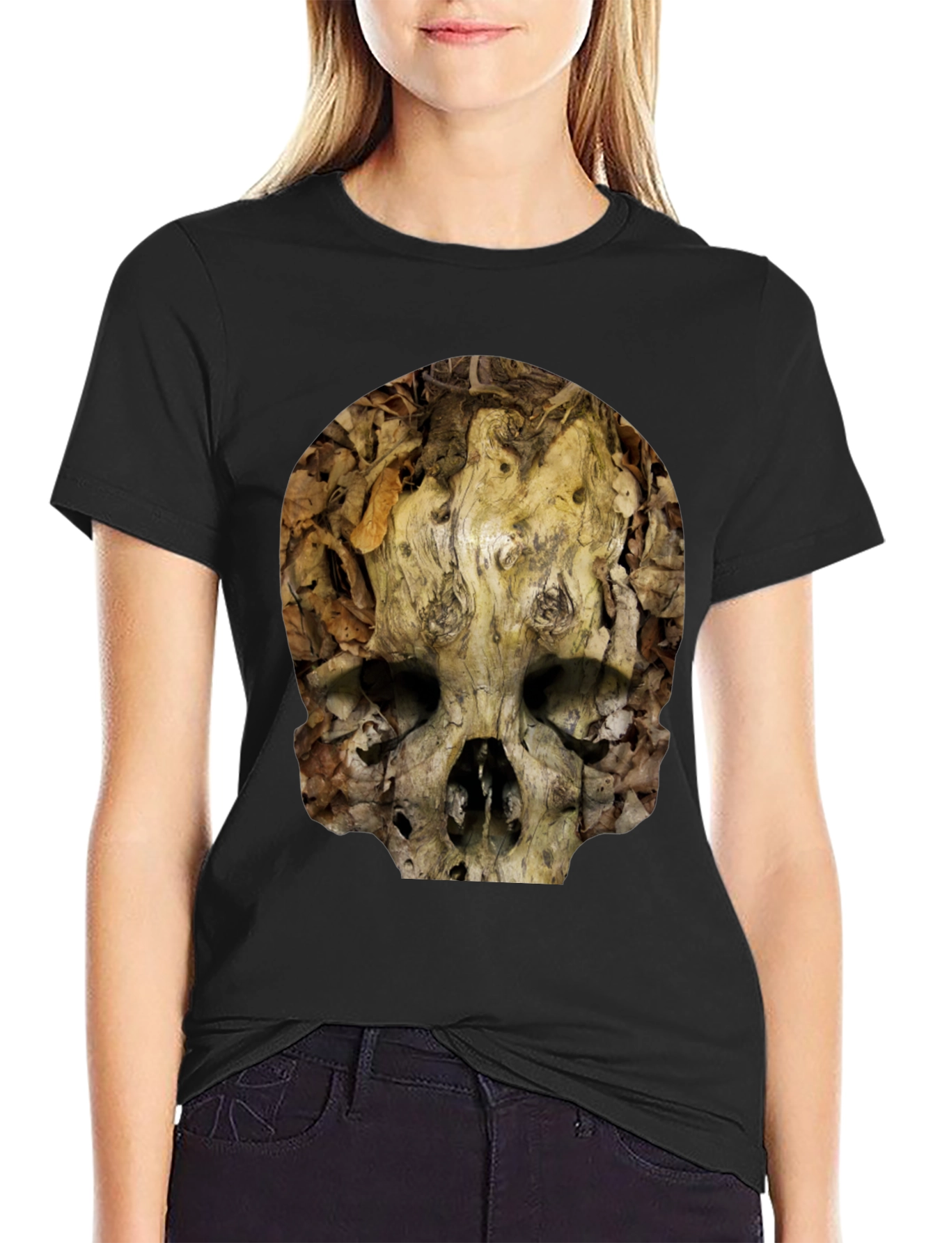 Nature Skull T-Shirt - Unique Wood Grain Design