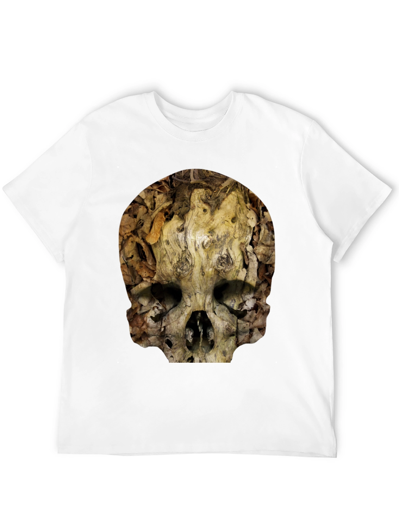 Nature Skull T-Shirt - Unique Wood Grain Design