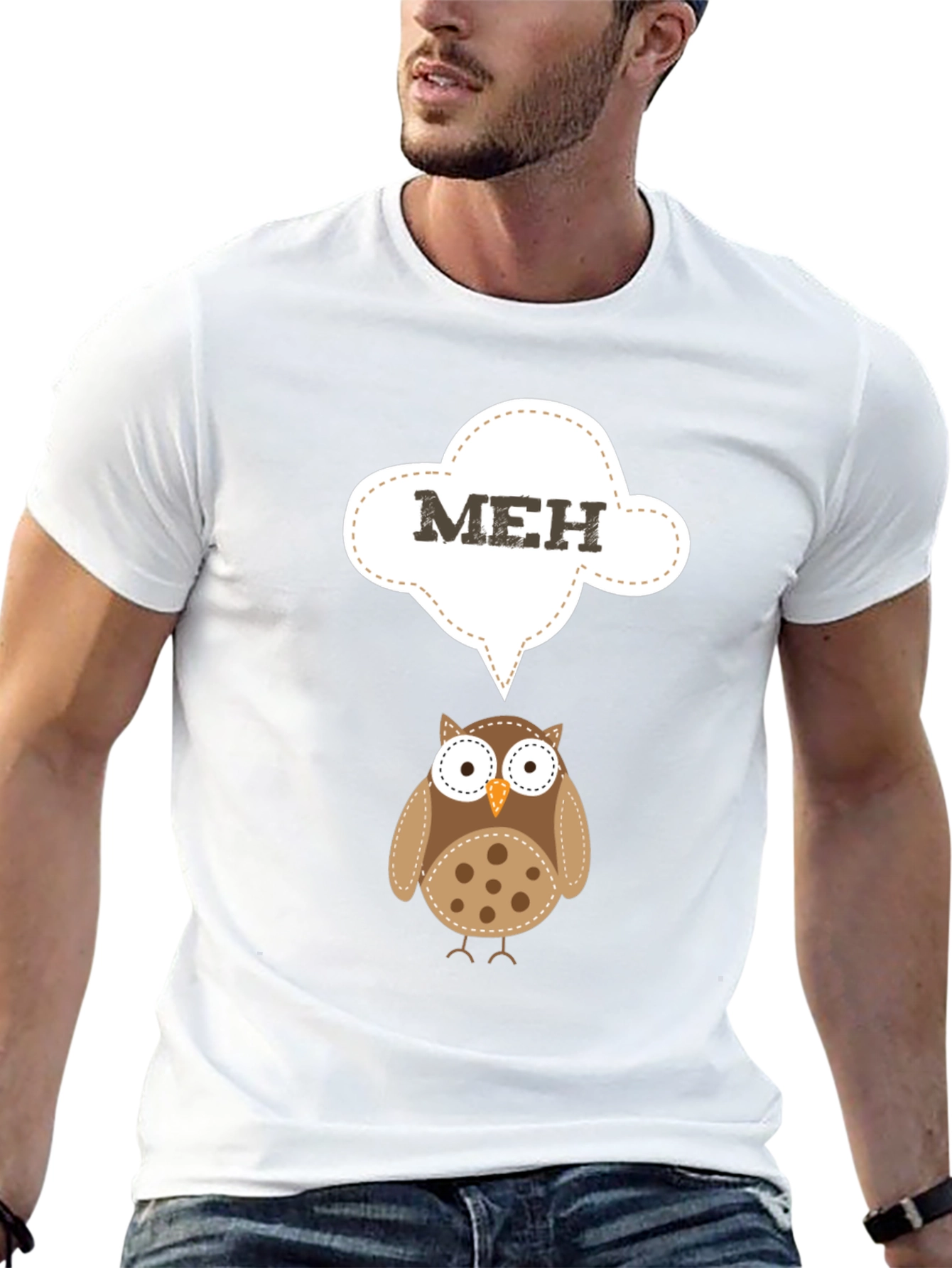 Meh Owl T-Shirt - Funny Cartoon Graphic Tee