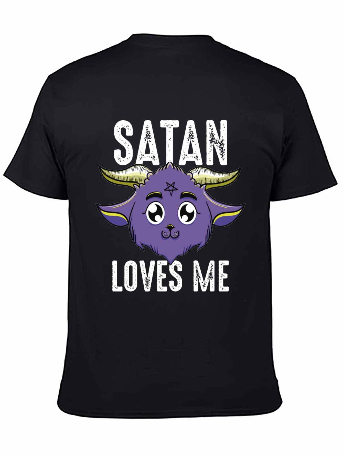 Satan Loves Me Graphic Tee - Cute Goat Design
