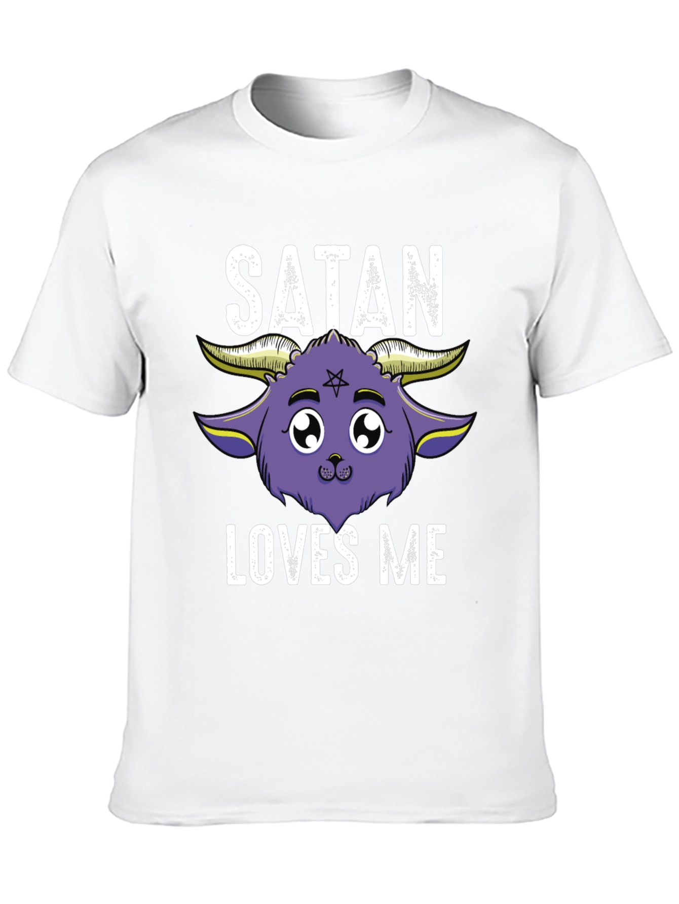Satan Loves Me Graphic Tee - Cute Goat Design