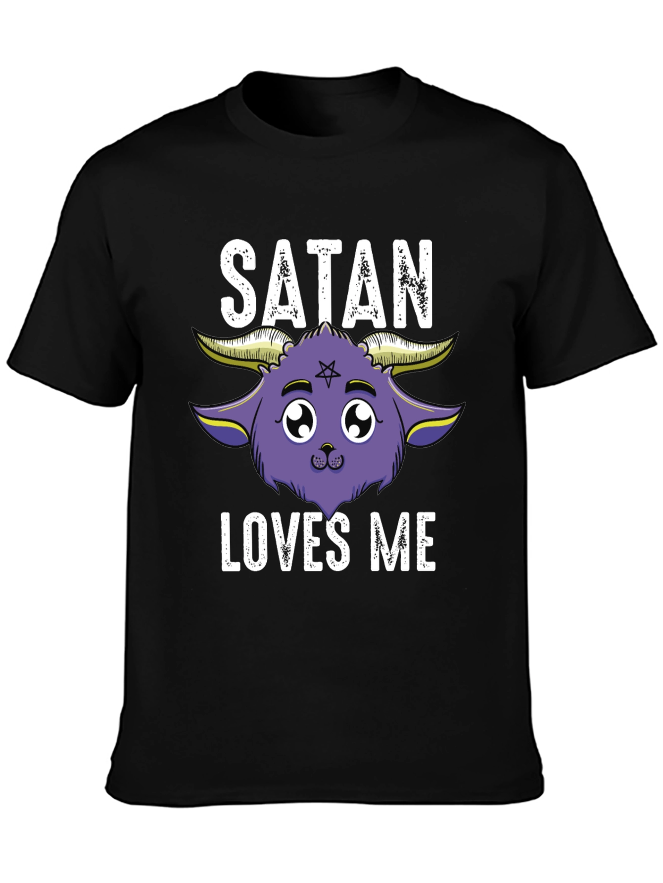 Satan Loves Me Graphic Tee - Cute Goat Design