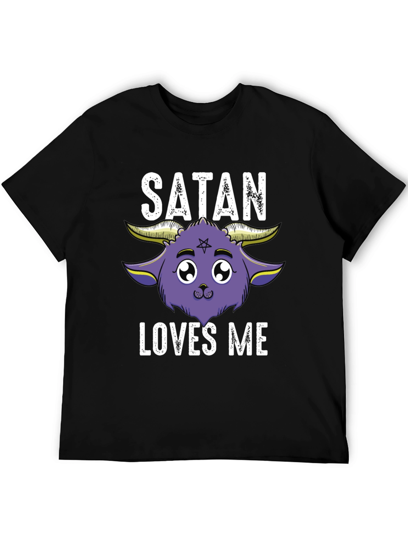 Satan Loves Me Graphic Tee - Cute Goat Design