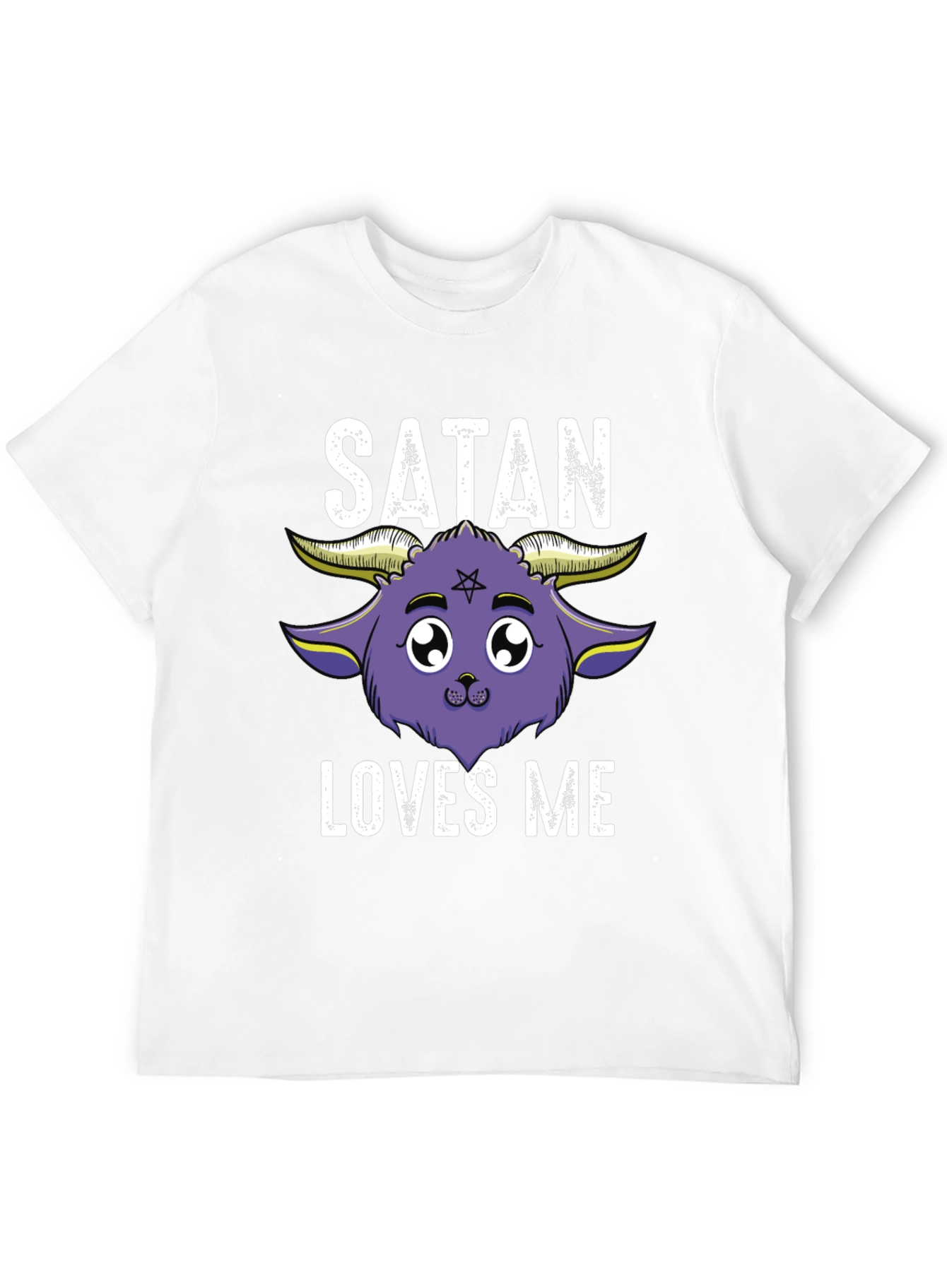 Satan Loves Me Graphic Tee - Cute Goat Design