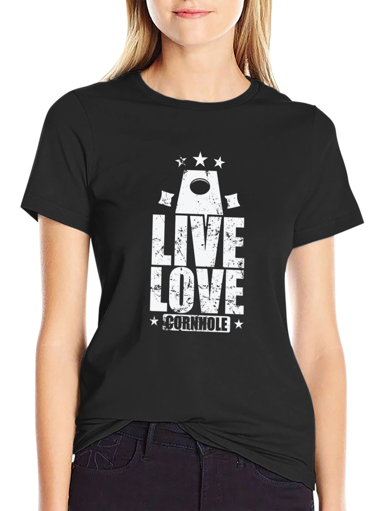 Live Love Cornhole Black T-Shirt