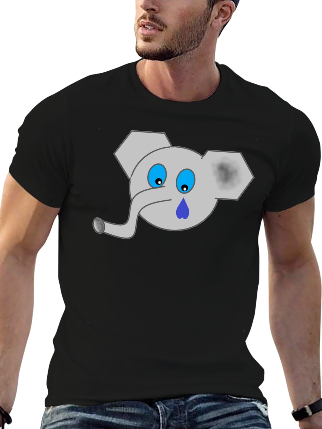 Sad Elephant Graphic Tee - Black T-Shirt