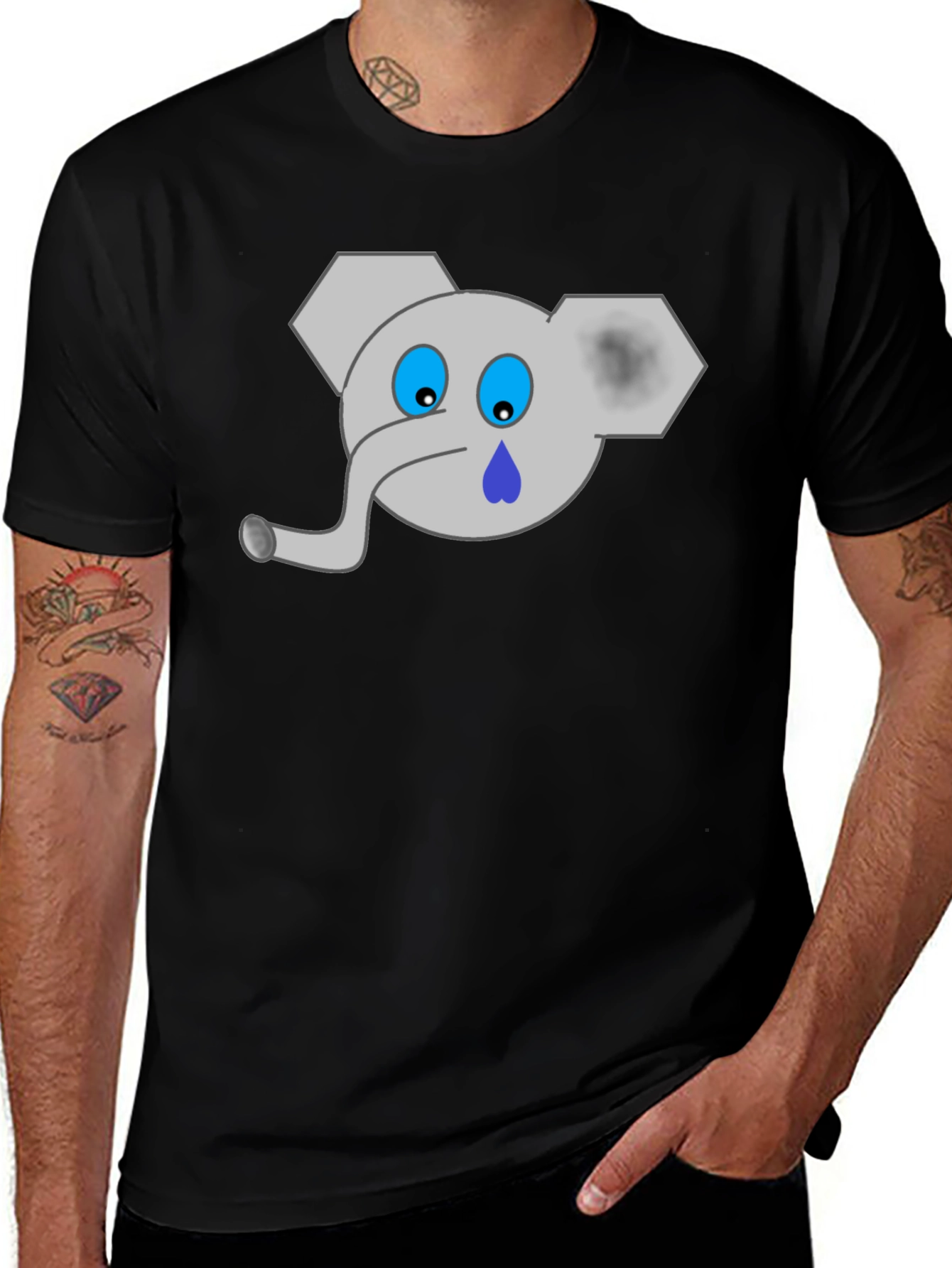 Sad Elephant Graphic Tee - Black T-Shirt