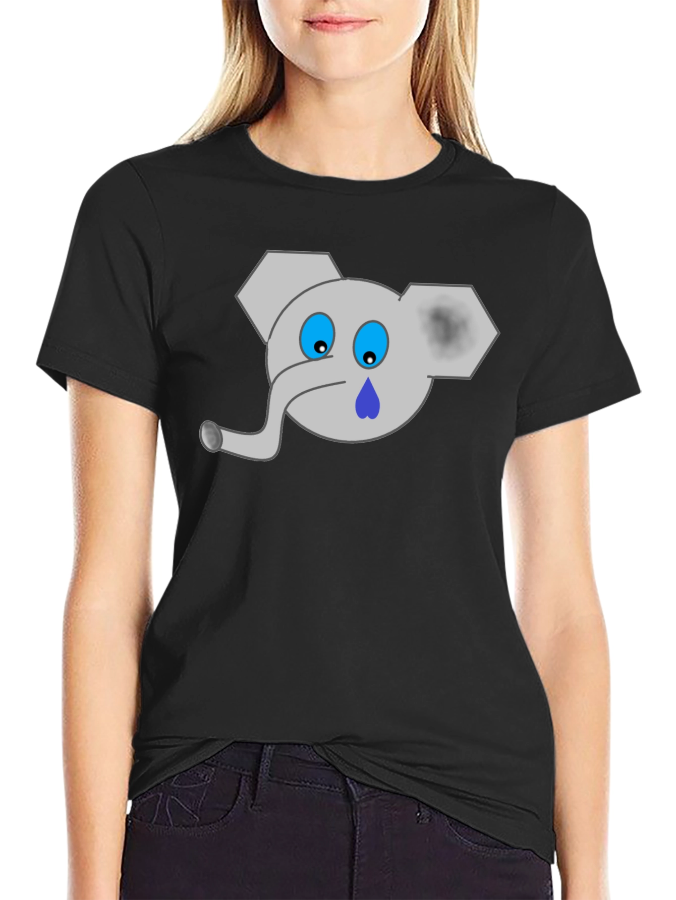 Sad Elephant Graphic Tee - Black T-Shirt