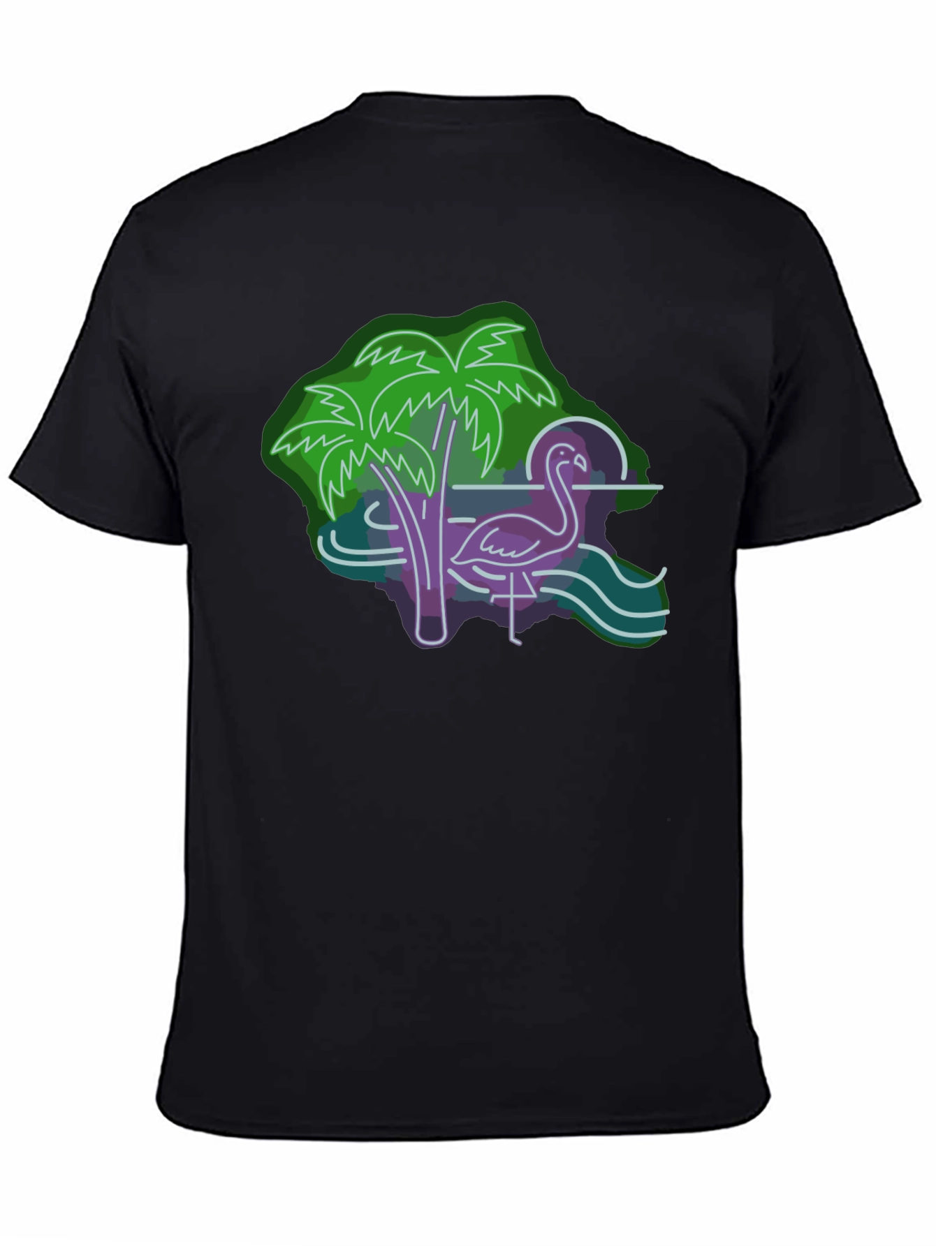 Neon Flamingo Graphic Tee - Tropical Vibes