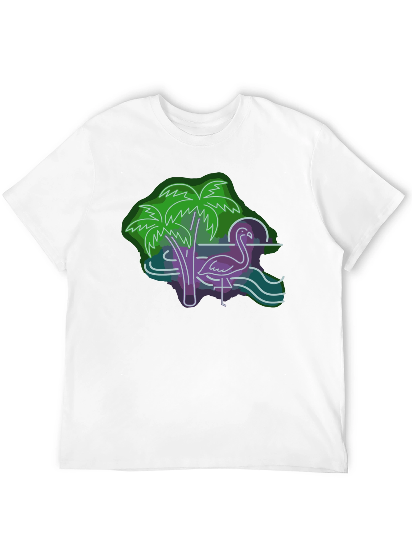 Neon Flamingo Graphic Tee - Tropical Vibes