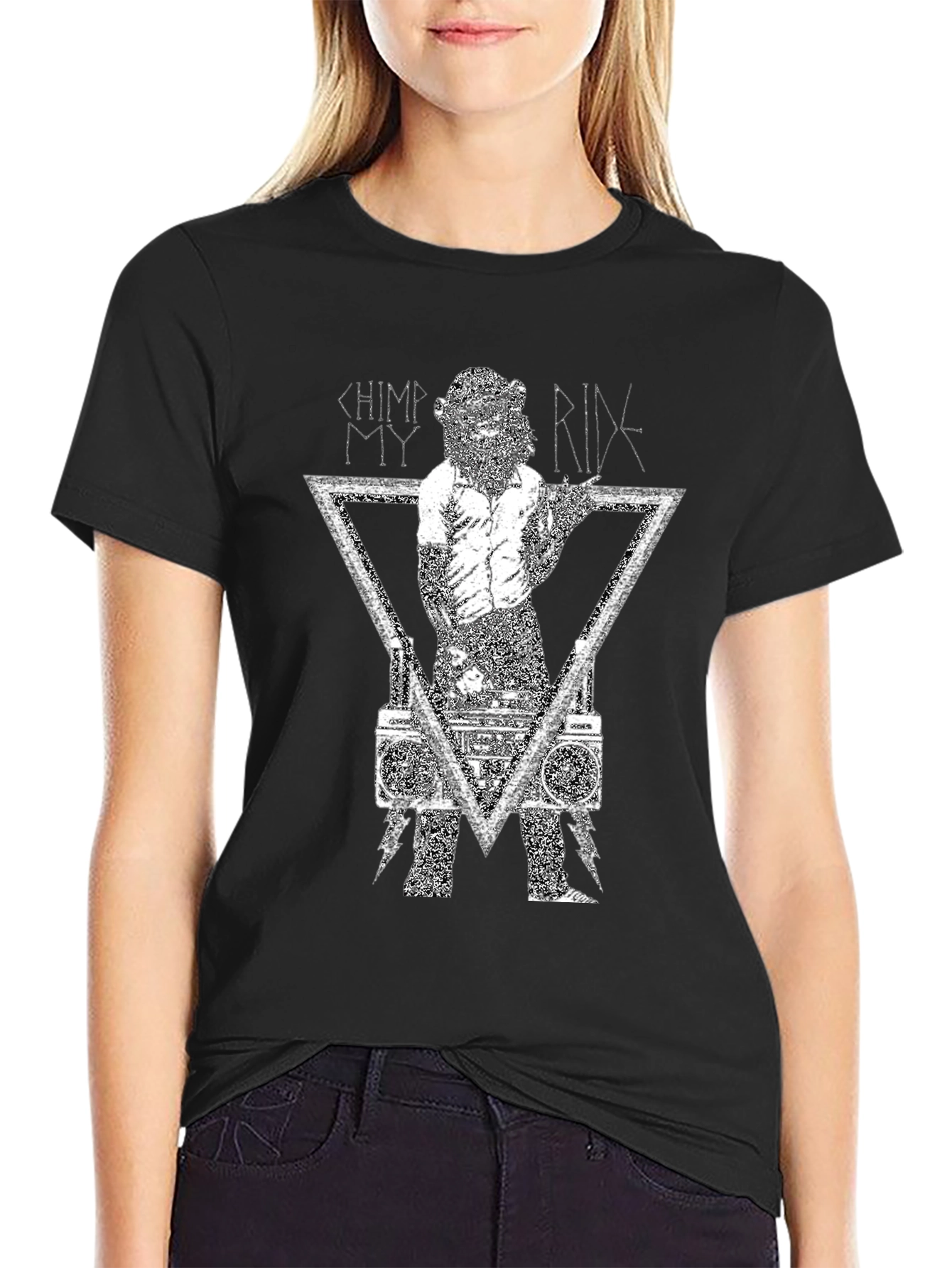 Chimp My Ride Graphic Tee - Black Cotton T-Shirt