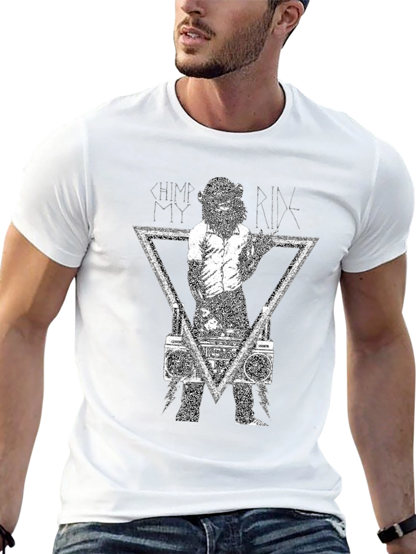 Chimp My Ride Graphic Tee - Black Cotton T-Shirt