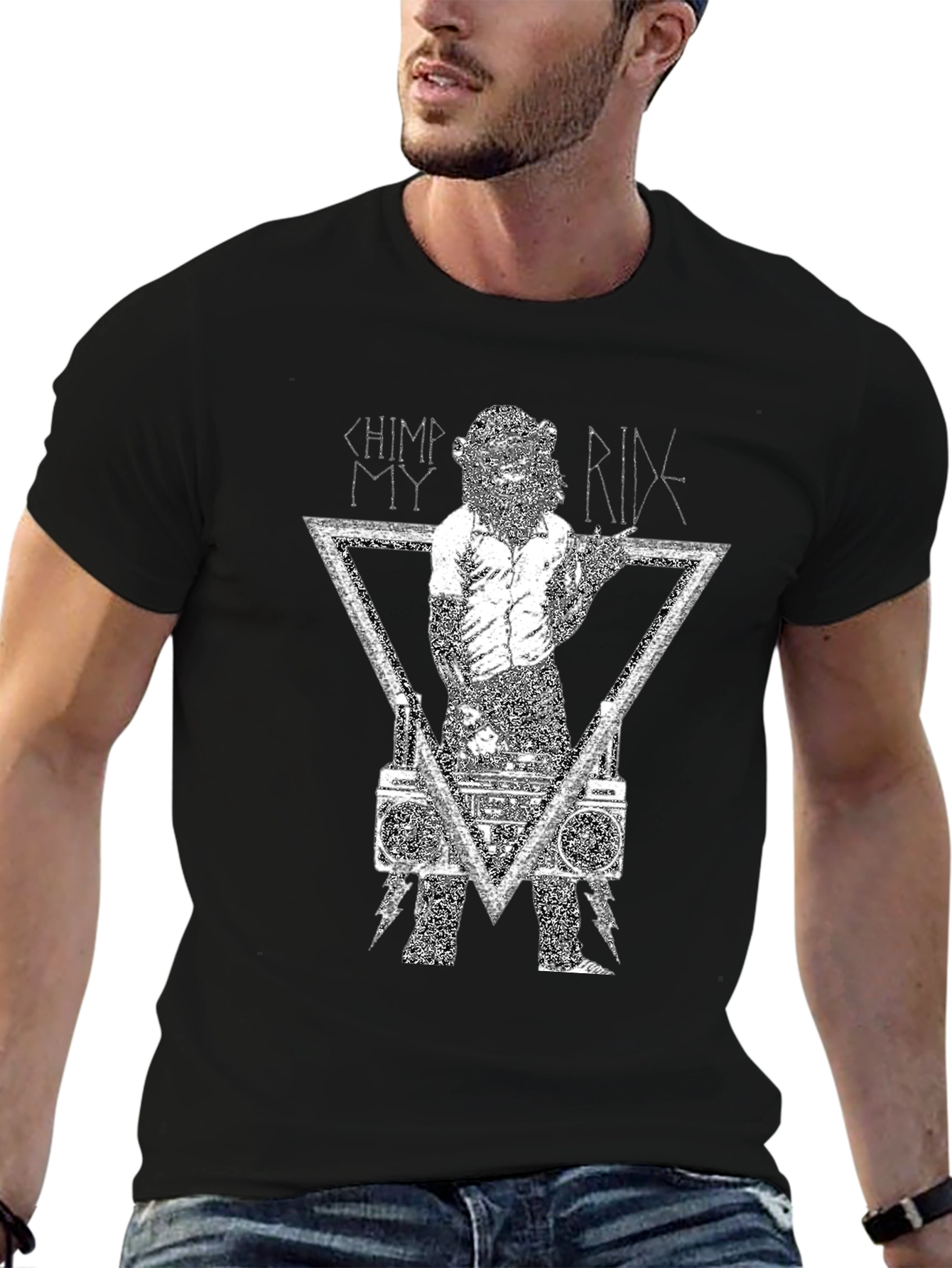 Chimp My Ride Graphic Tee - Black Cotton T-Shirt