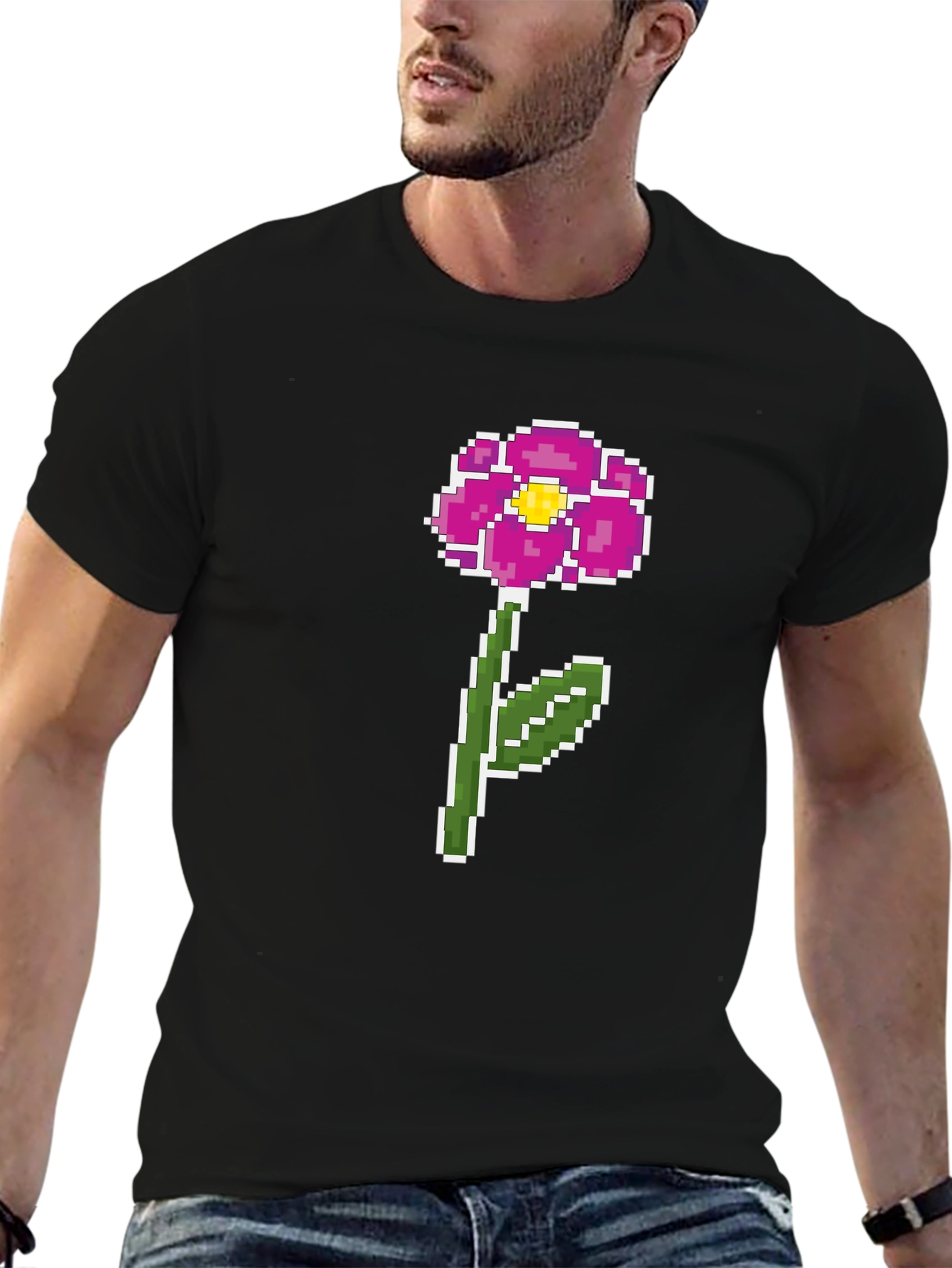 Pixel Flower Graphic Tee - Retro Gaming Style