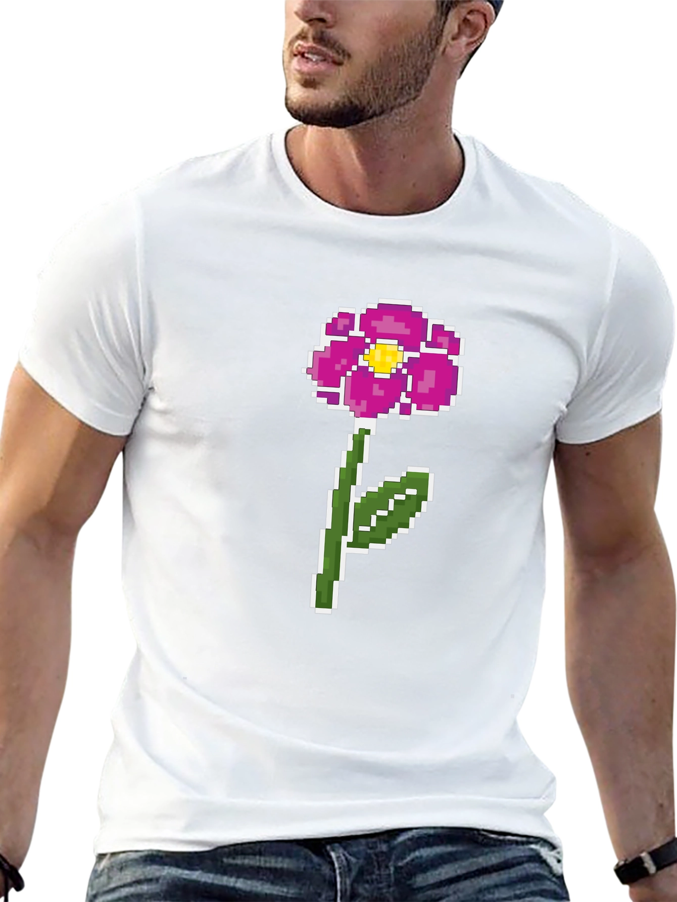 Pixel Flower Graphic Tee - Retro Gaming Style