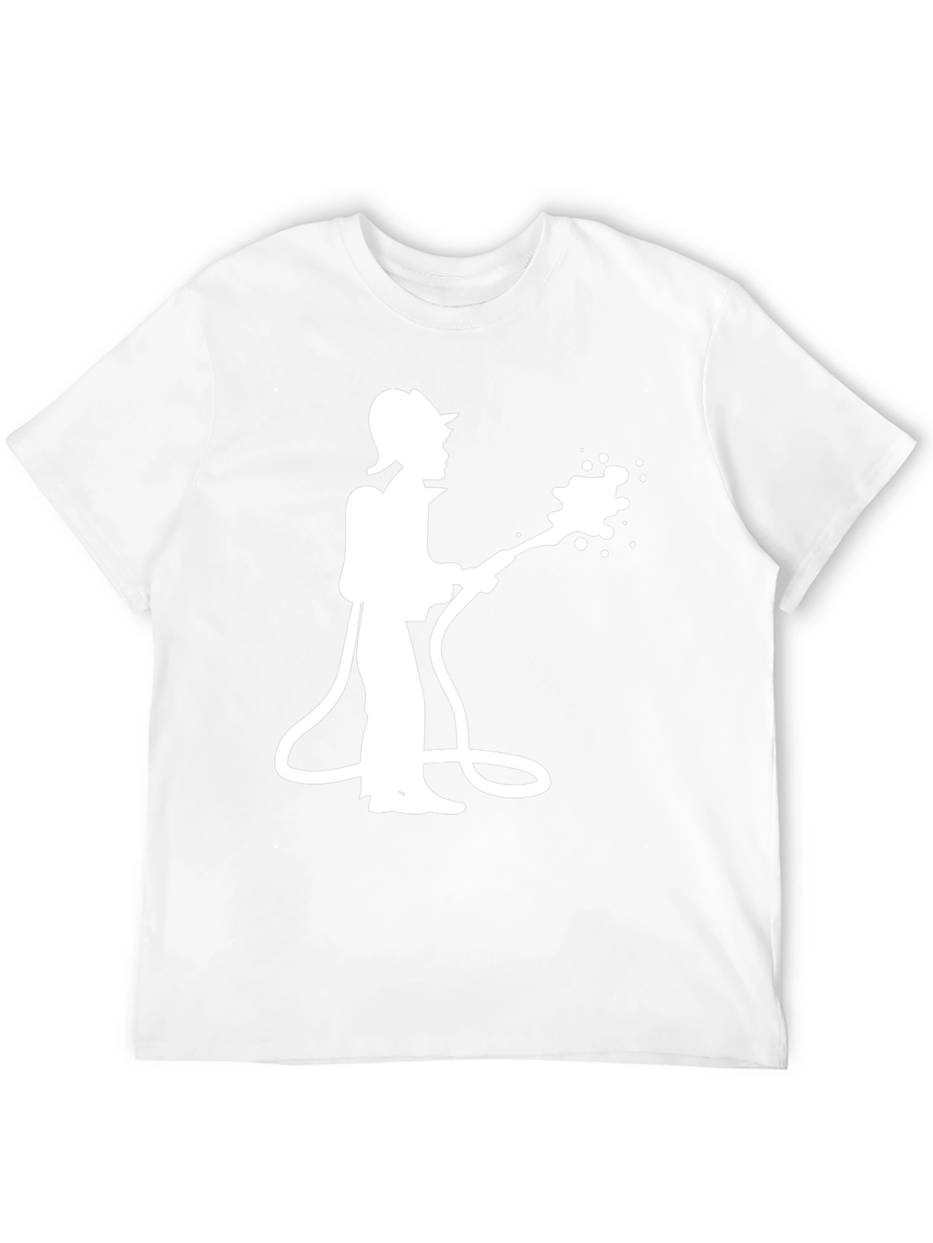Firefighter Silhouette Graphic Tee - Black Cotton