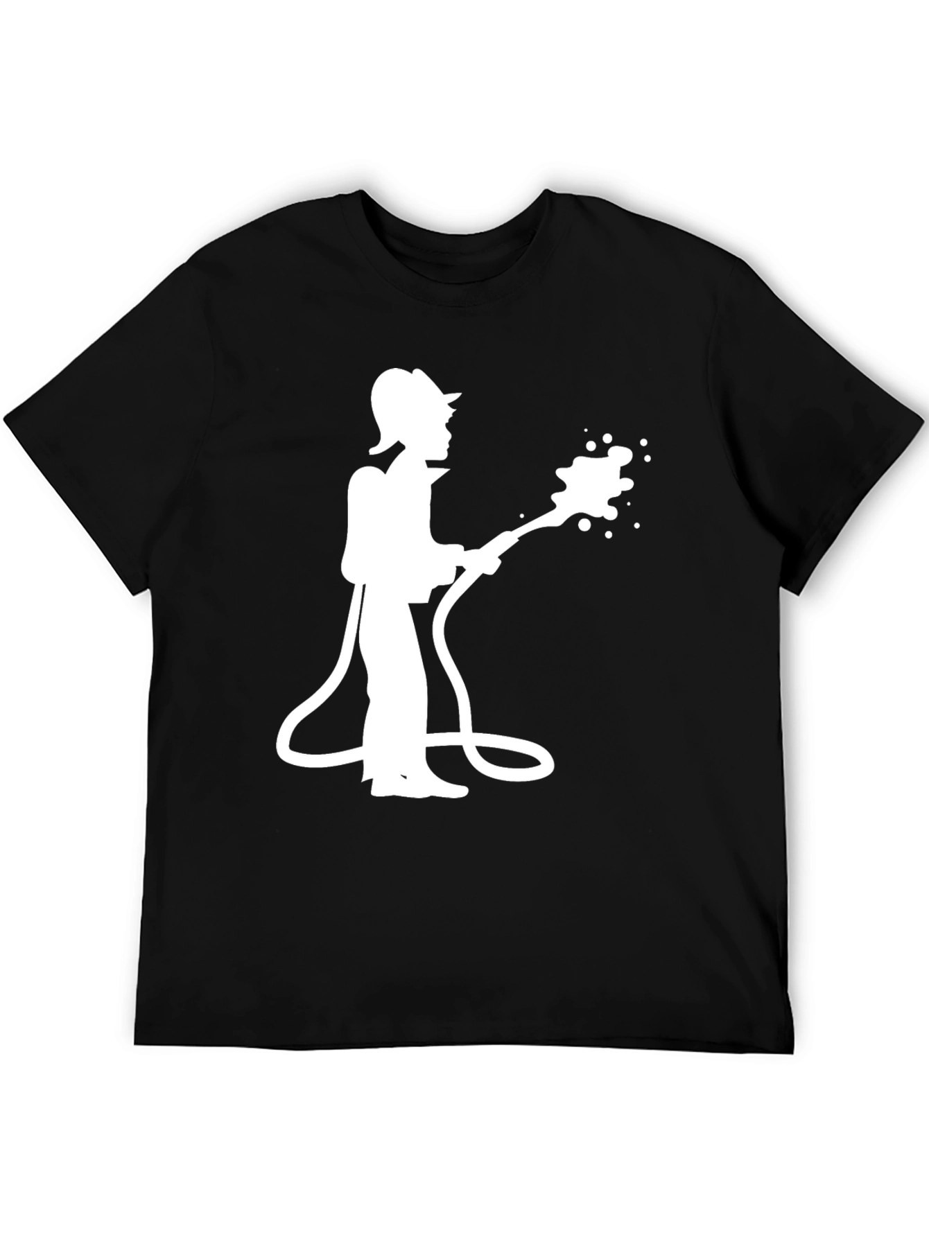 Firefighter Silhouette Graphic Tee - Black Cotton