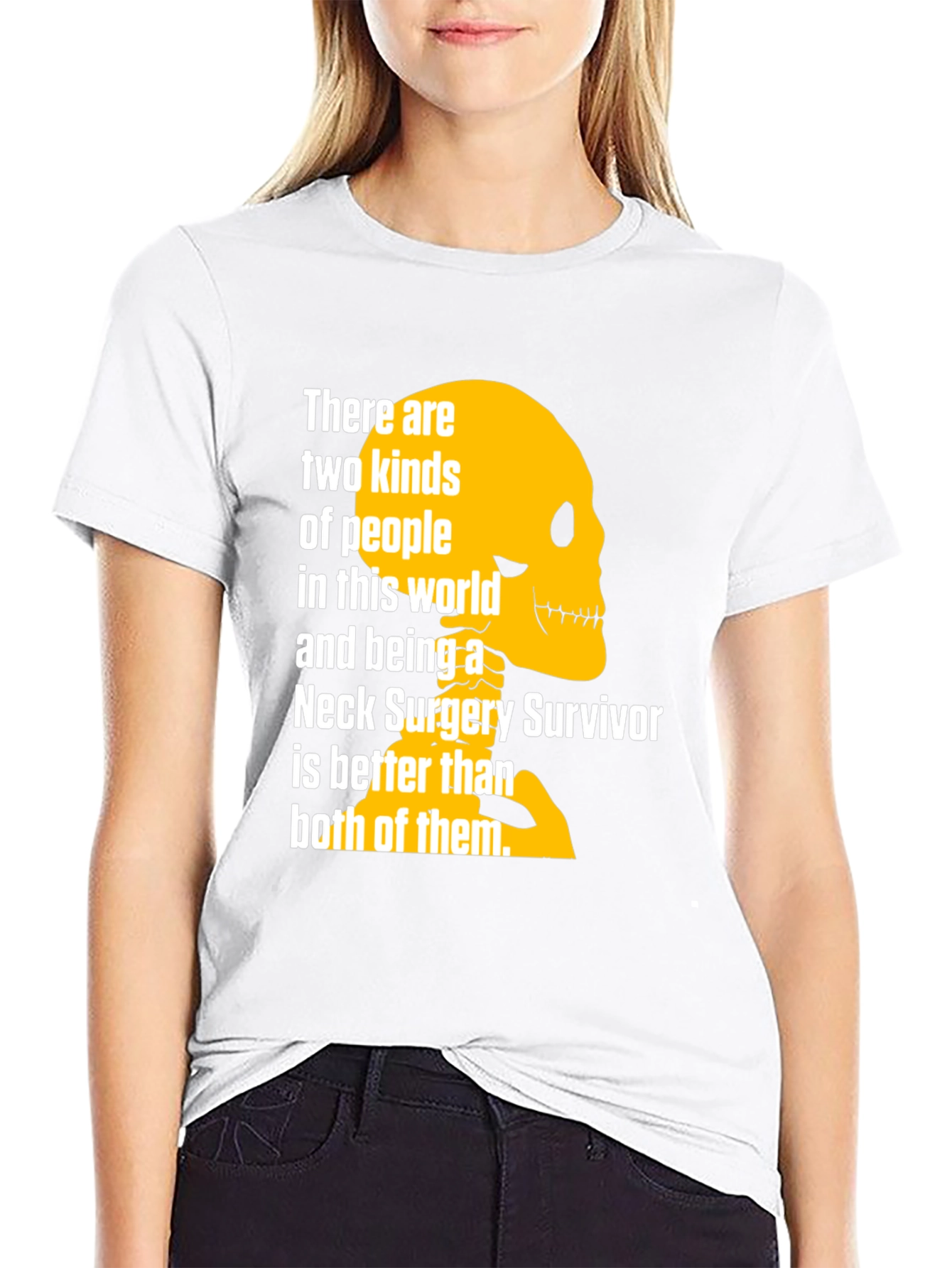 Neck Surgery Survivor T-Shirt - Funny Skeleton Design
